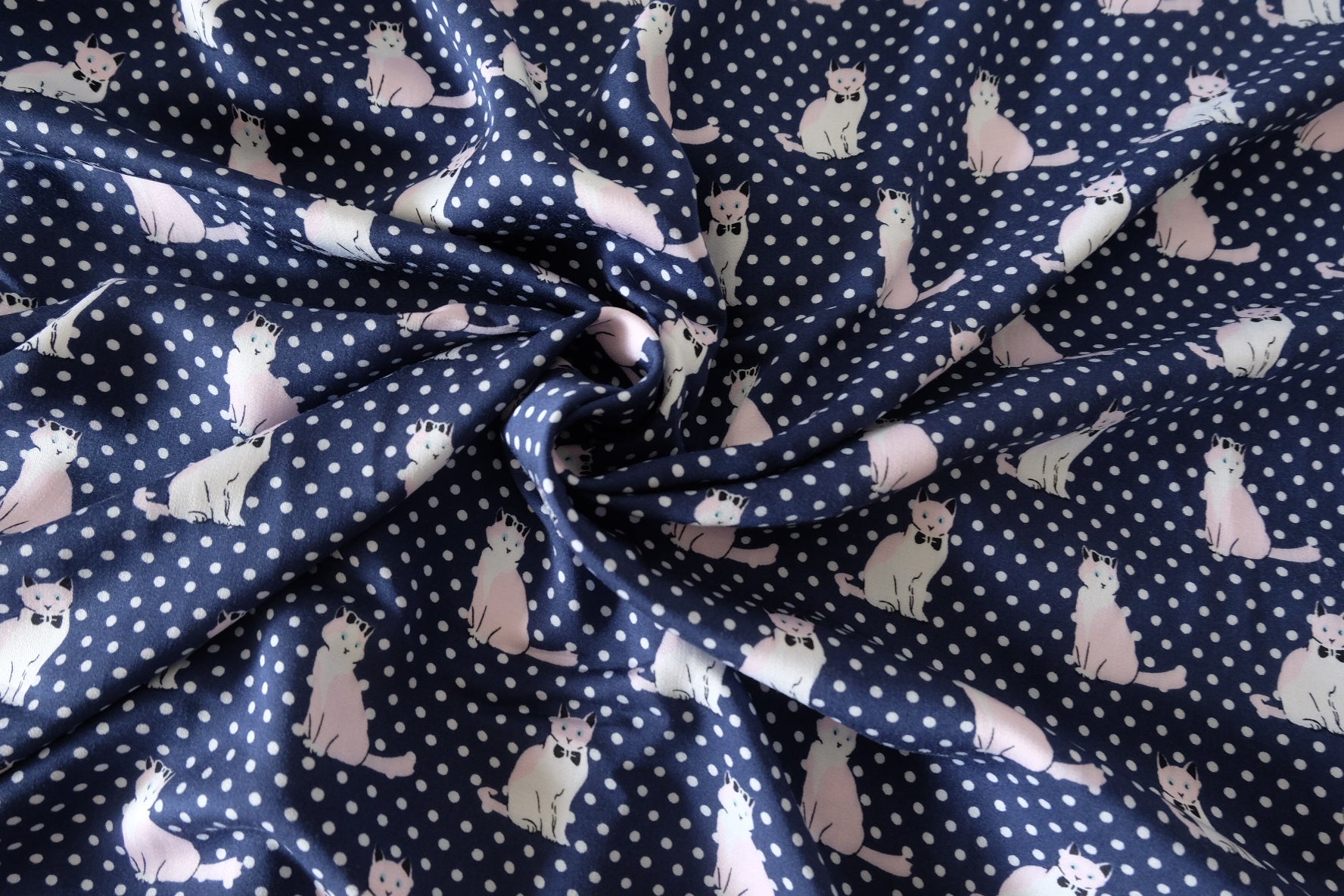 Navy Polka Dot Cat Soft Cotton Fabric – 2.73 yd