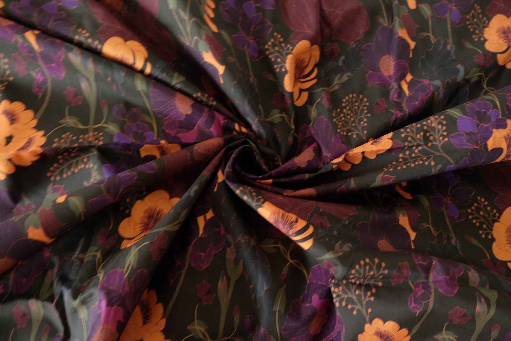Dark Floral High-Density Cotton Poplin Fabric – 2.7 yd