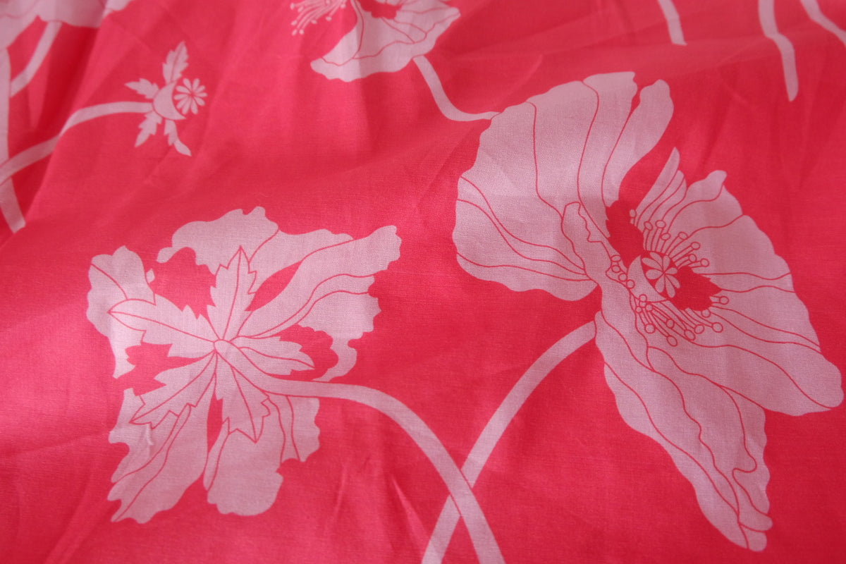 Pink Poppy Garden Cotton Lawn – 1 yd