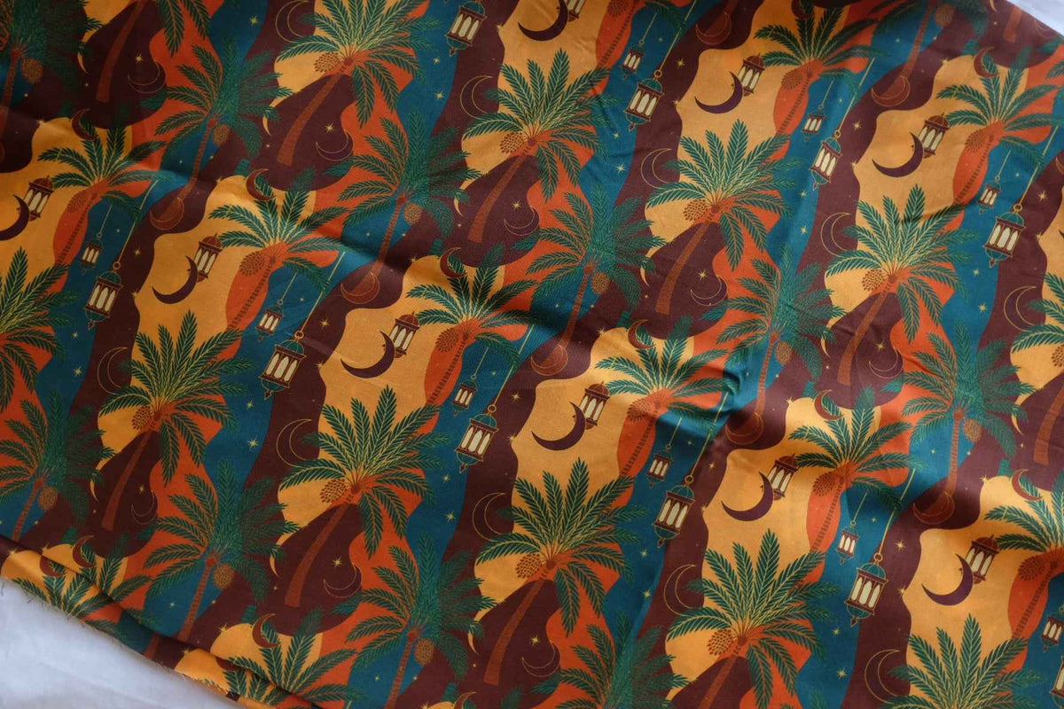 Arabian Nights Palm Tree Cotton Lawn – 2.73 yd