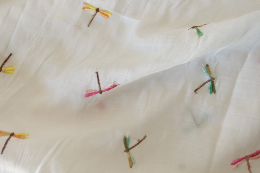 Colorful Dragonflies Embroidered Cotton Lyocell – 1.9 Yards