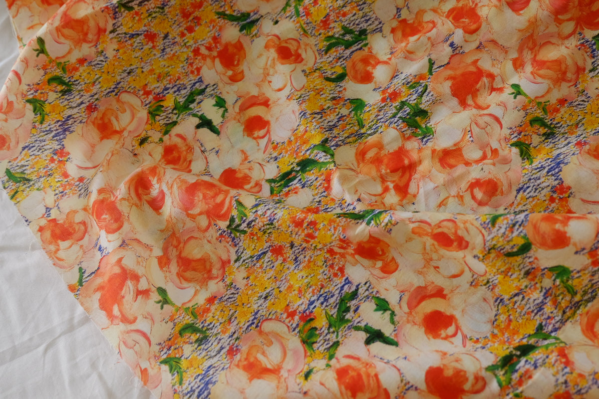Orange Peony Cotton Lawn – 3.3 yd