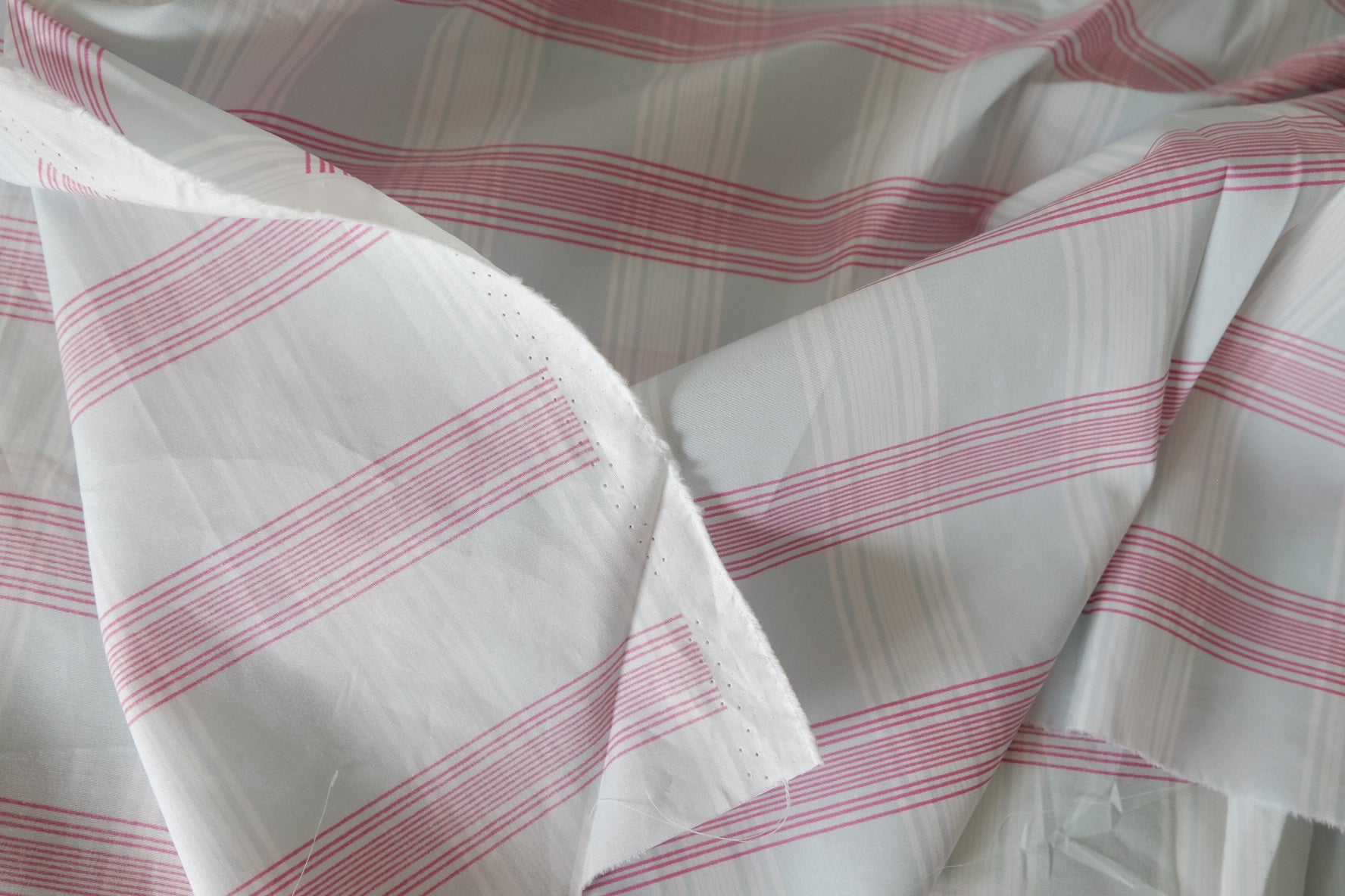 Powder Blue & Pink Striped Cotton Poplin Fabric – 2.2 y