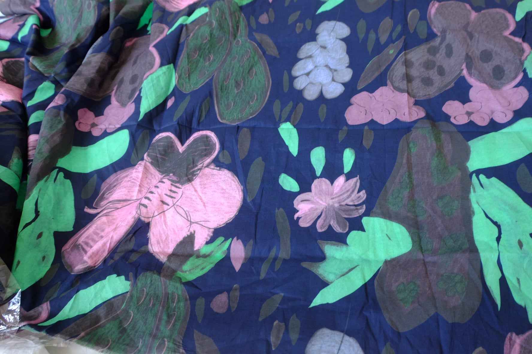 Blue Blossom Cotton Lawn Fabric — 2.08 yd