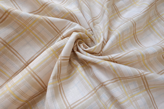 Fresh Plaid Yarn-Dyed Linen-Cotton Fabric - 1.64 yd