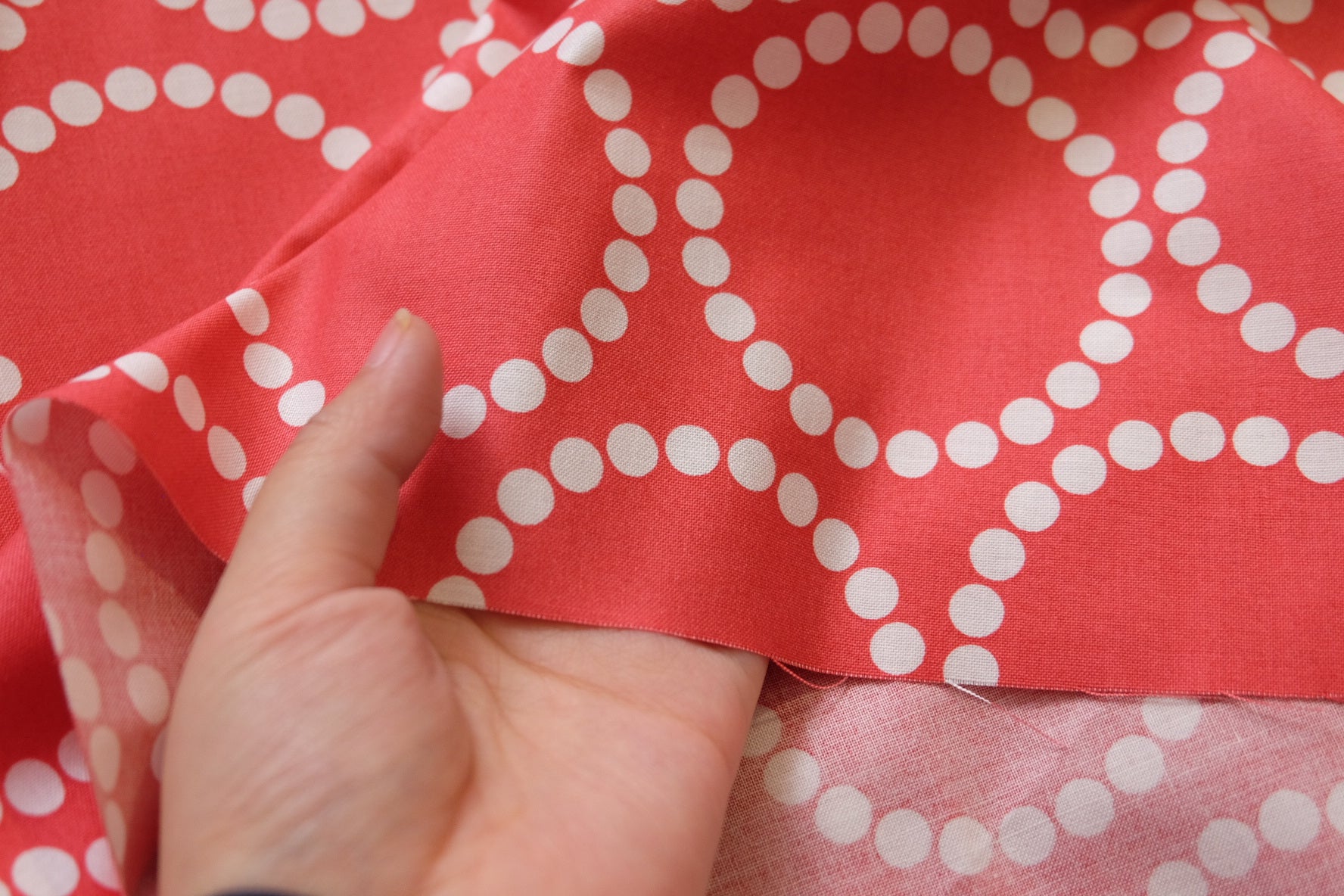 Coral Dot Ring Cotton Fabric – 2.2 Yards