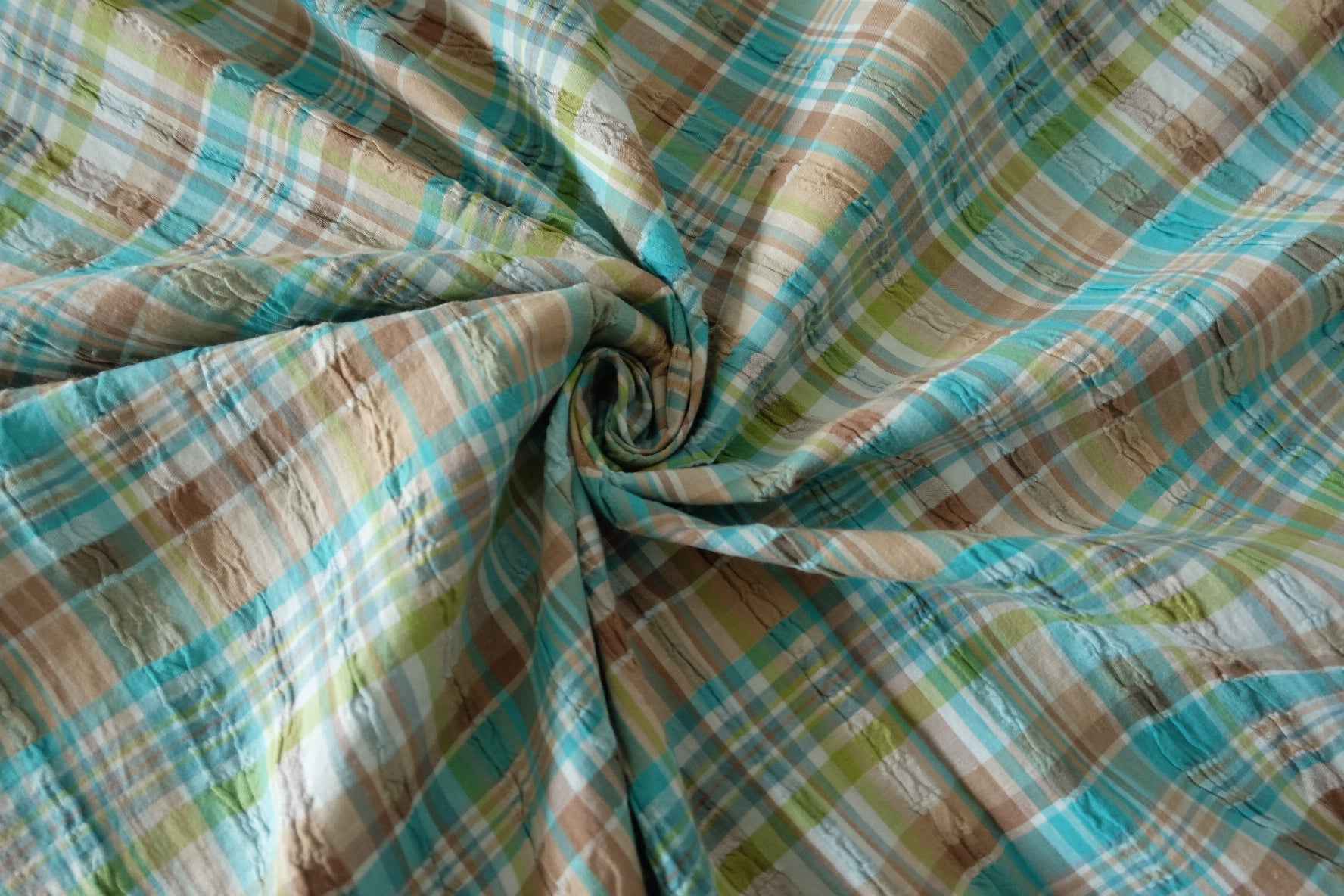 Textured Woven Plaid Cotton Fabric – 1.6 yd