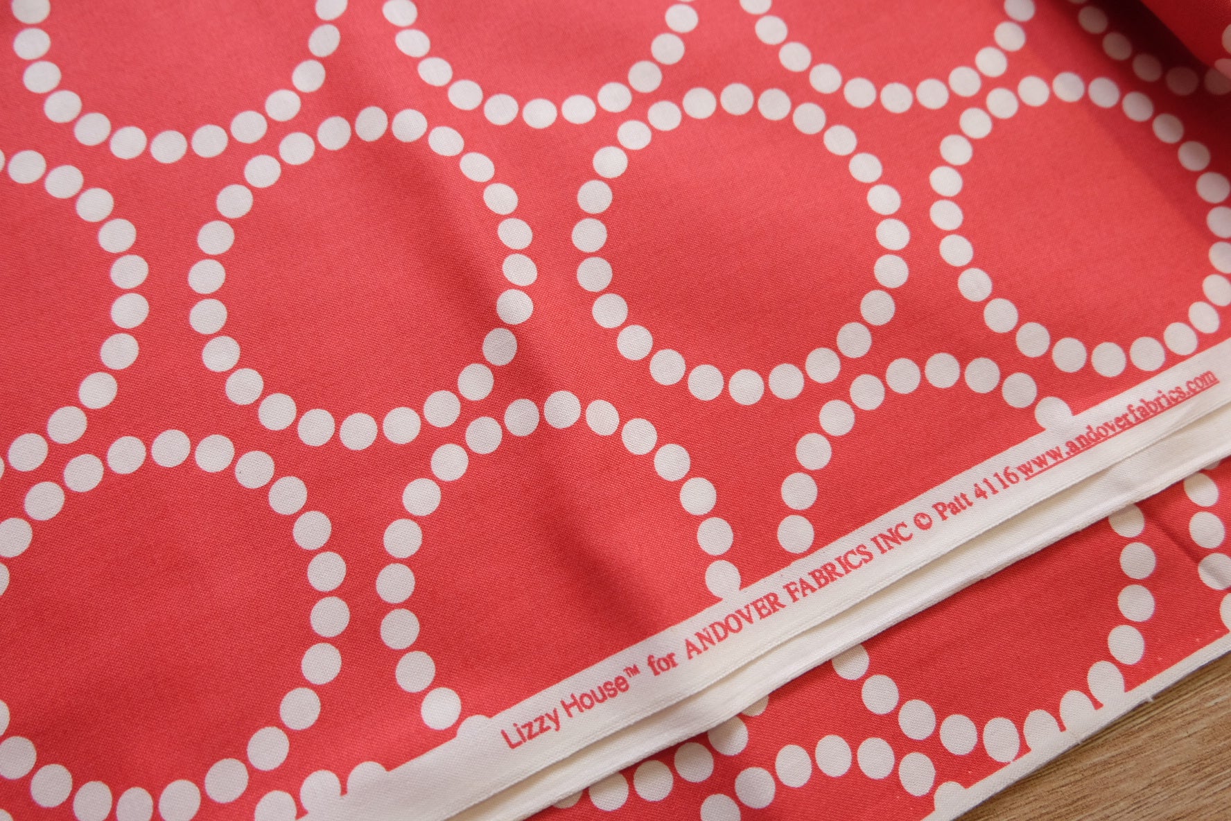 Coral Dot Ring Cotton Fabric – 2.2 Yards