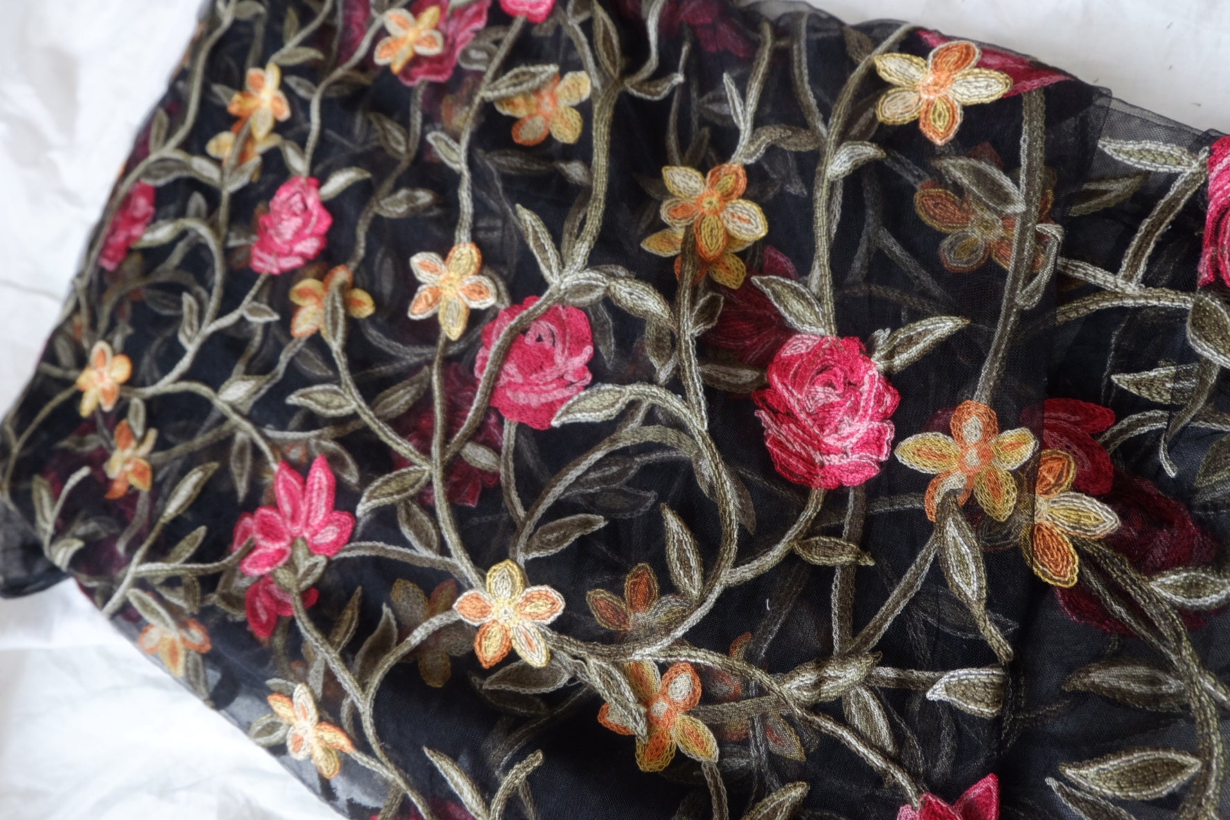 Heavy Embroidered Wide Tulle for Occasion Dresses 1.6 Yards
