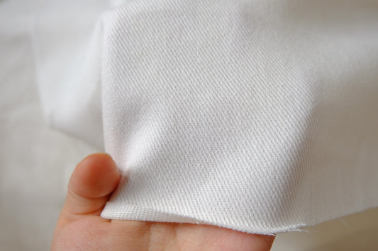 White Cotton Twill Denim Fabric – Structured Midweight Bottom Weight (1.64 yards)