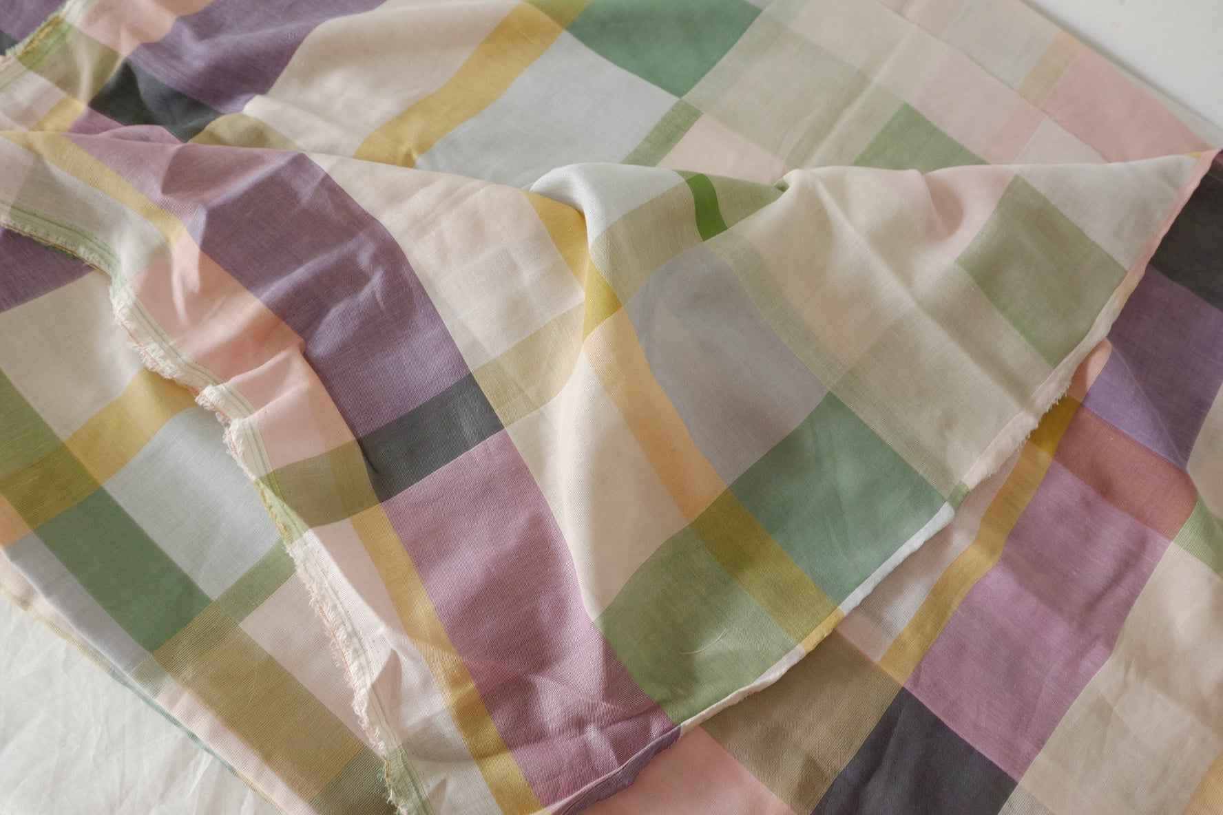 Pastel Yarn-Dyed Cotton Check Fabric – 2.2 yd