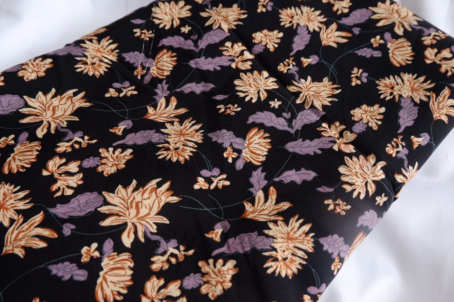Dark Vintage Floral Rayon Challis Fabric - 3.28 yd