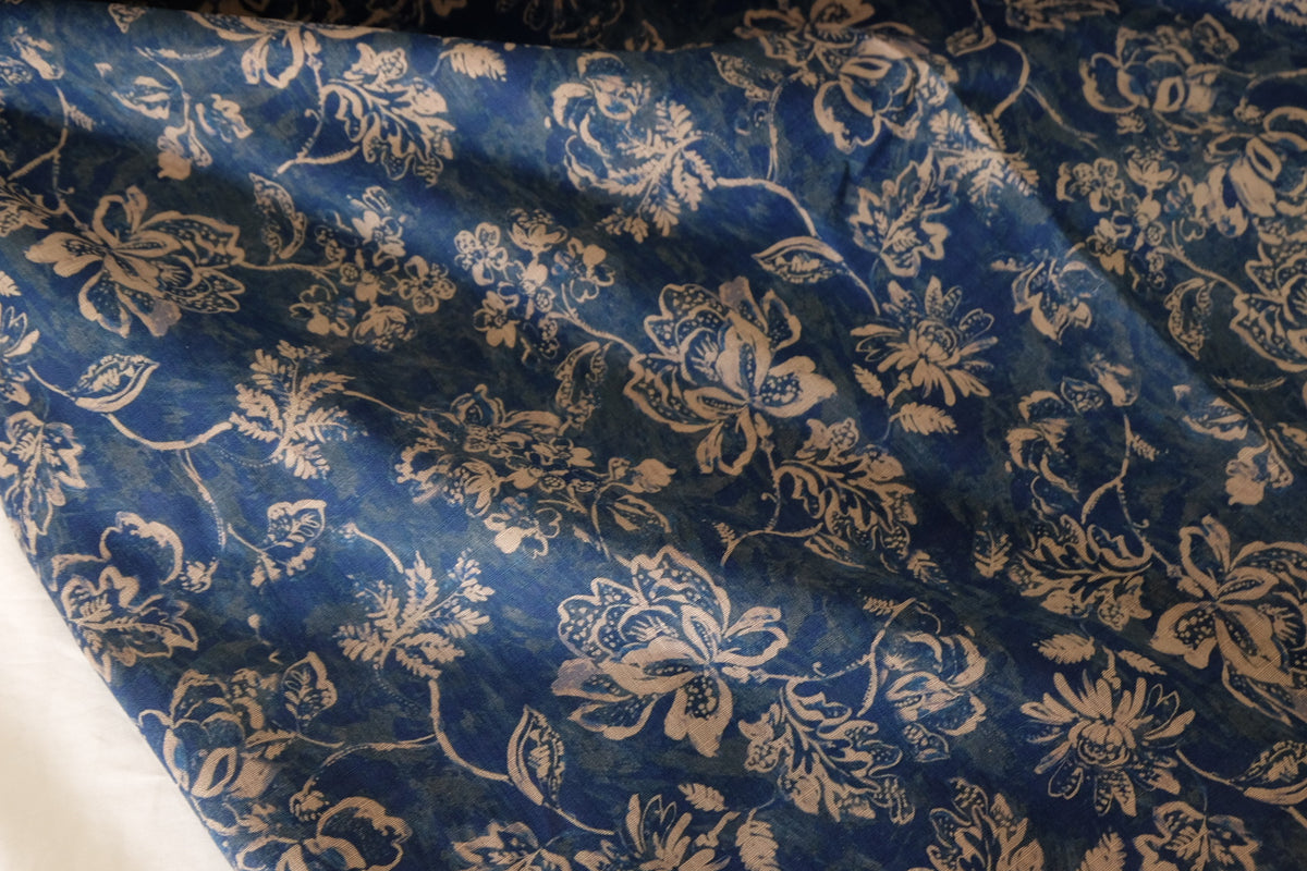 Indigo Vintage Floral Linen Cotton – 3.3 yd