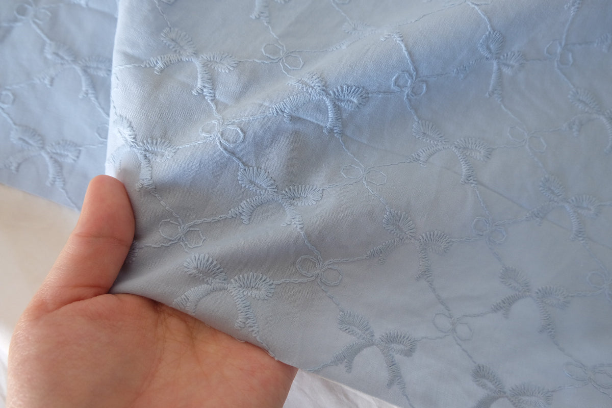 White on White Geometric Floral Embroidered Cotton – 2.2 yd