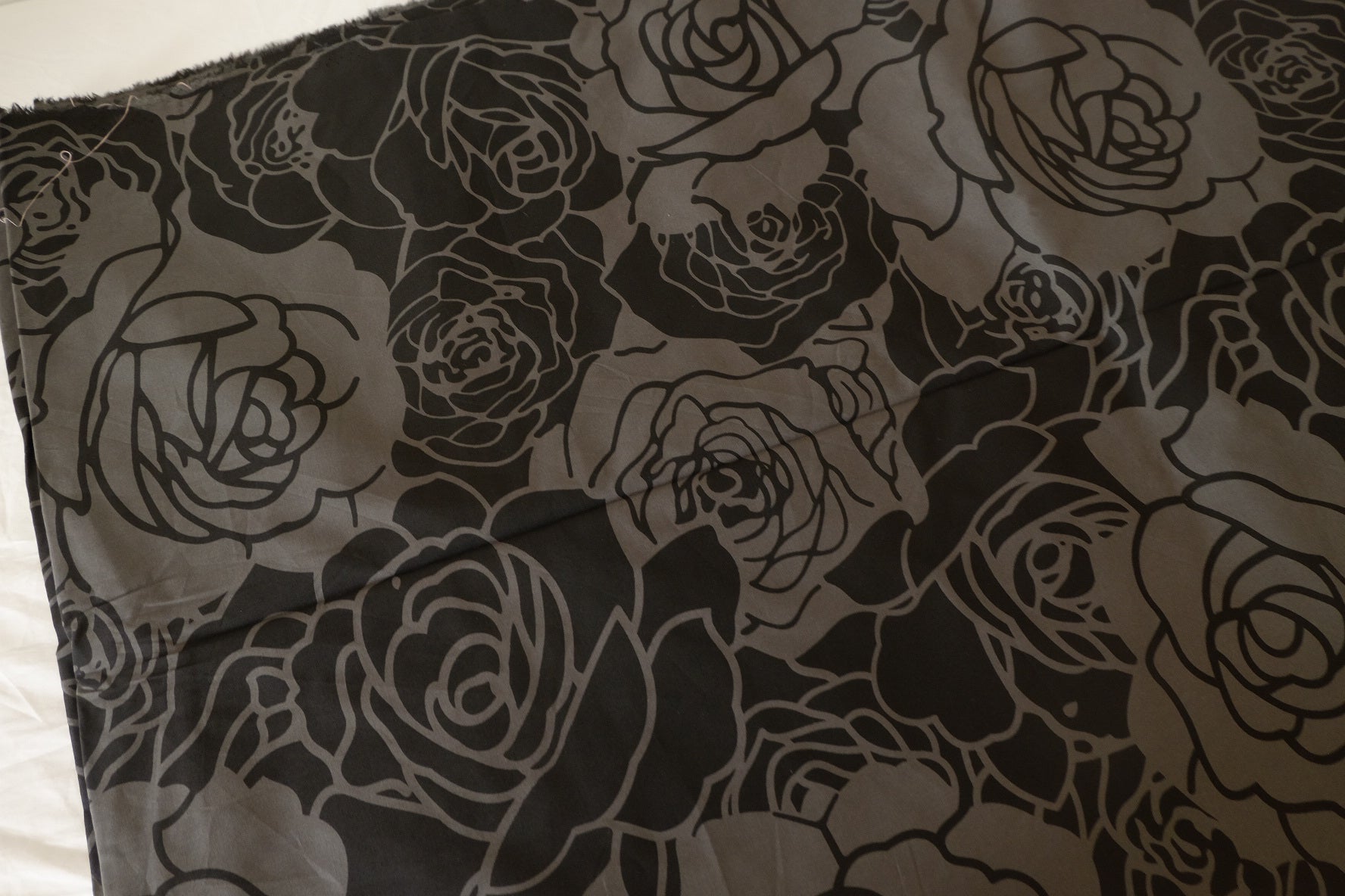 Dark Graphic Rose Heavy Cotton Poplin Fabric – 2 yd