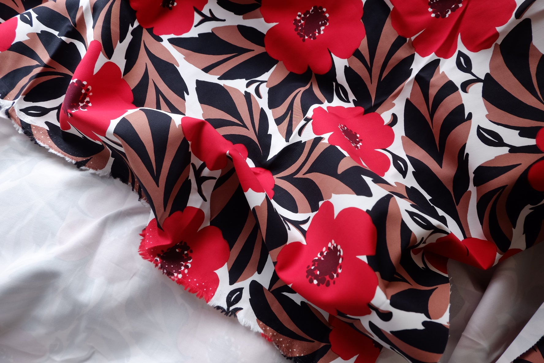 Red Floral Heavy Cotton Sateen – 1.6 yd