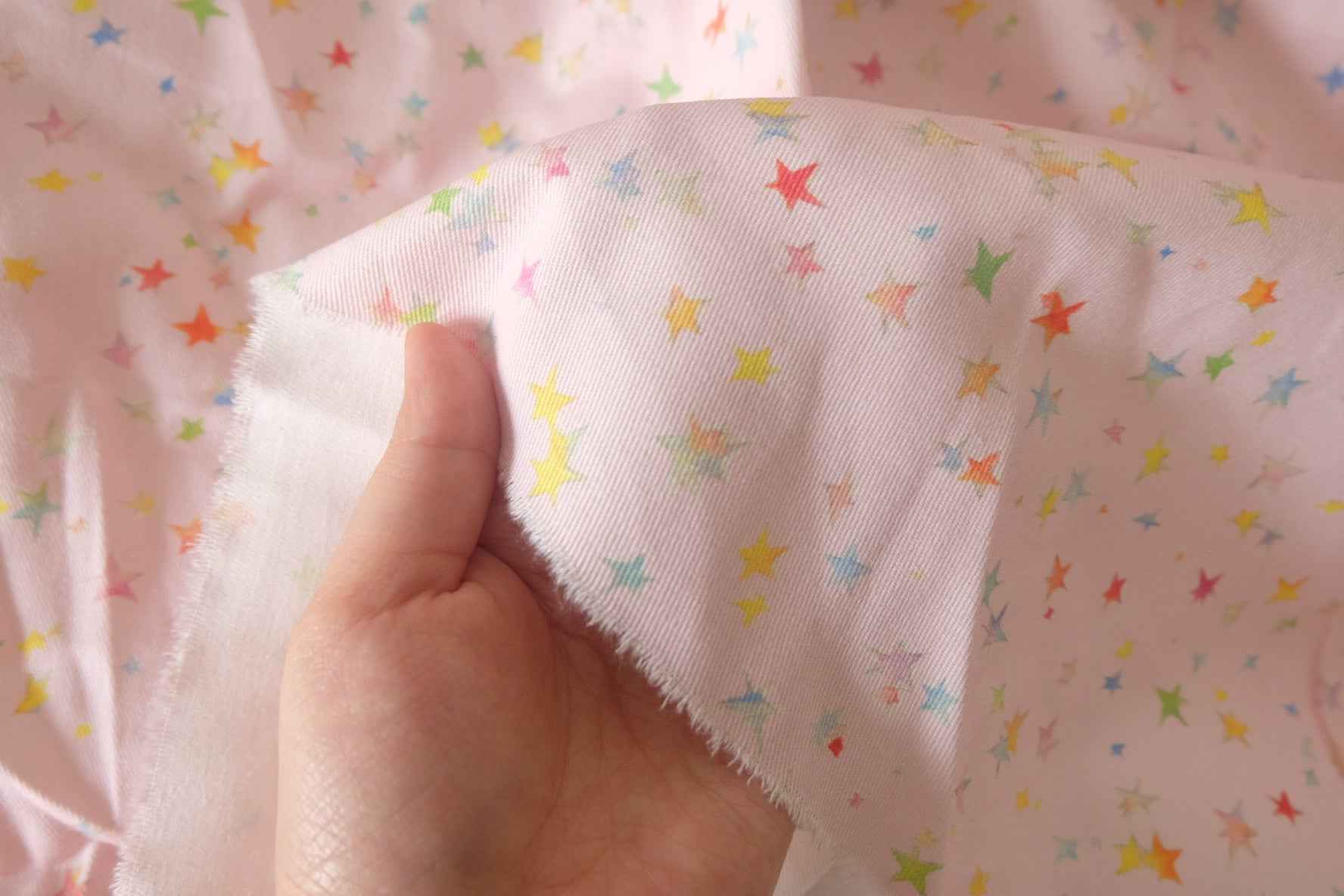 Pink Star Print Cotton Twill Fabric – 1.6 Yards