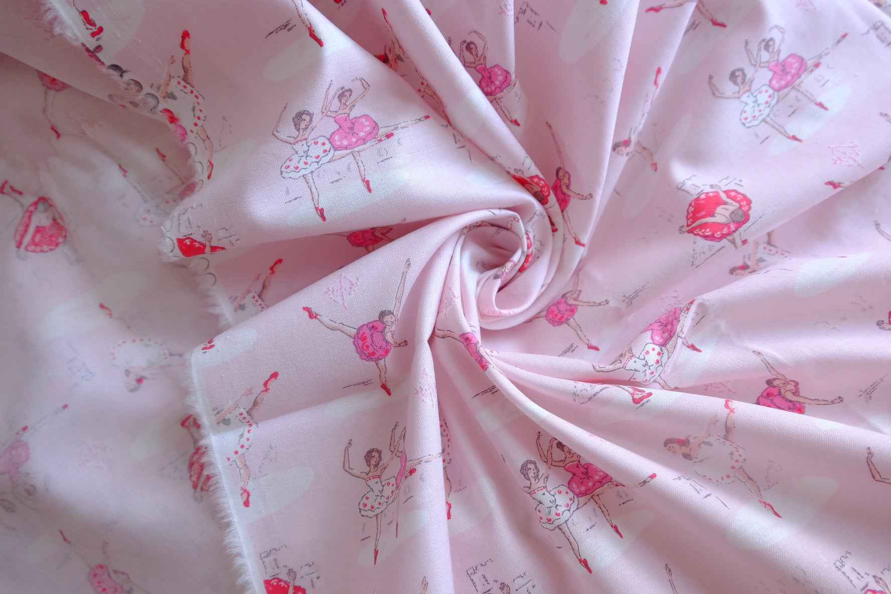 Pink Ballet Dancer Cotton Fabric - 2.19 yd
