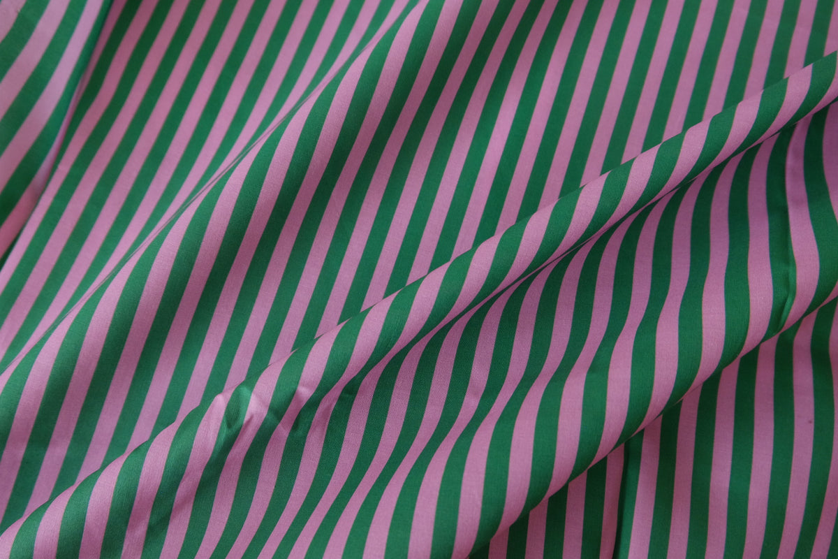 Pink & Green Candy Stripe Cotton Poplin – 2.2 yd / 3.3 yd