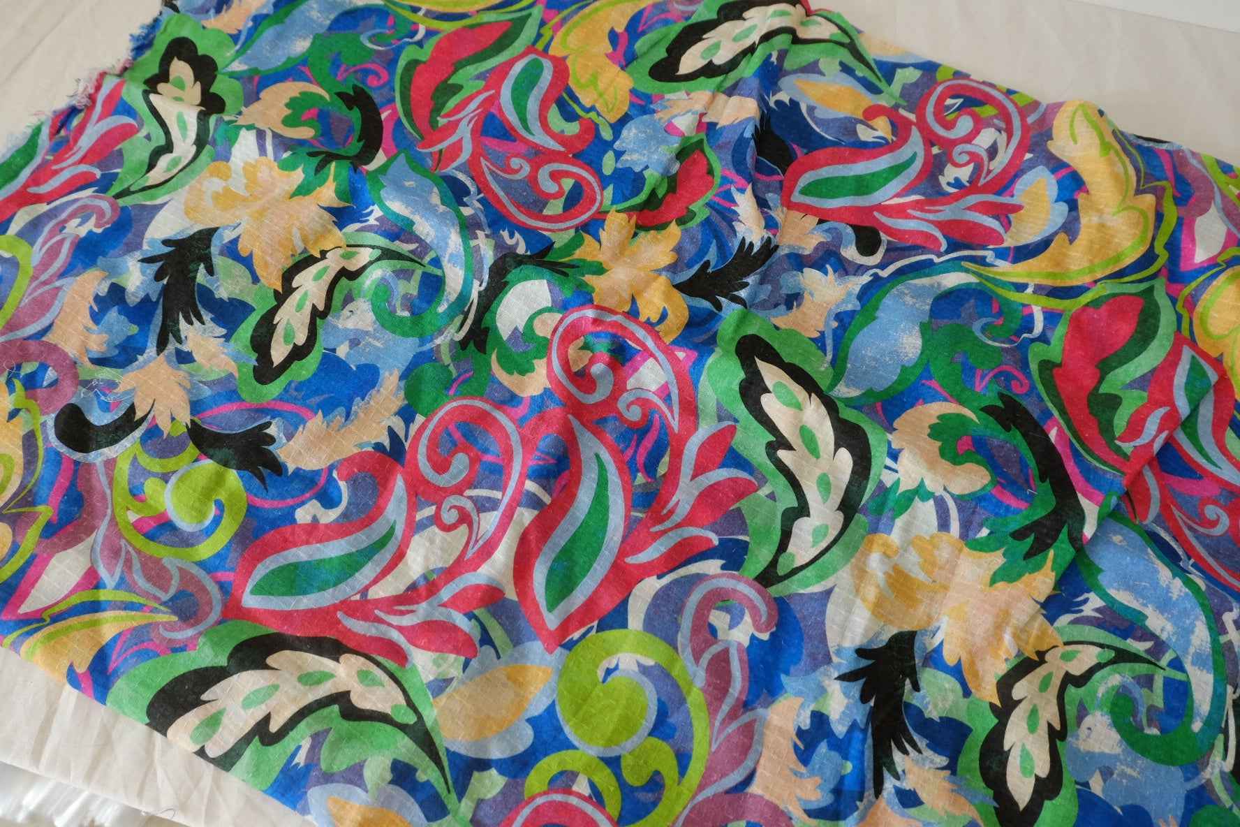 Bold Bohemian Cotton Linen Remnant Fabric – 1.4 yd