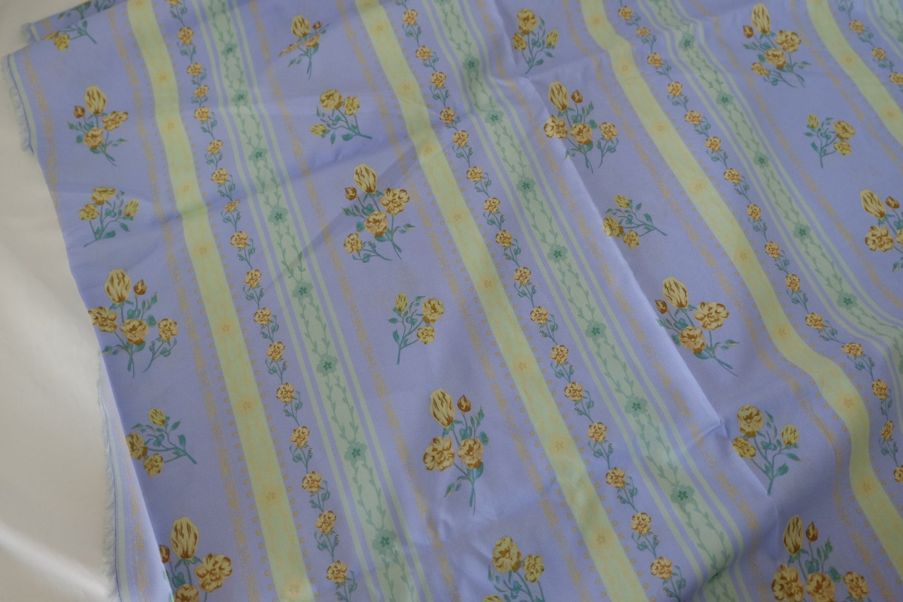 Lavender Floral Stripe Cotton Lawn Fabric – Soft Lightweight Summer Cotton – 3 yd