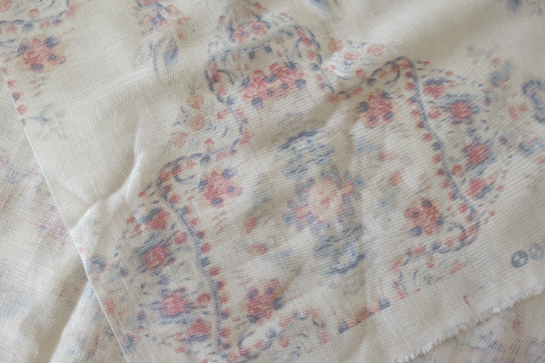 Soft Washed Floral Linen Cotton Fabric – 1.6 yd