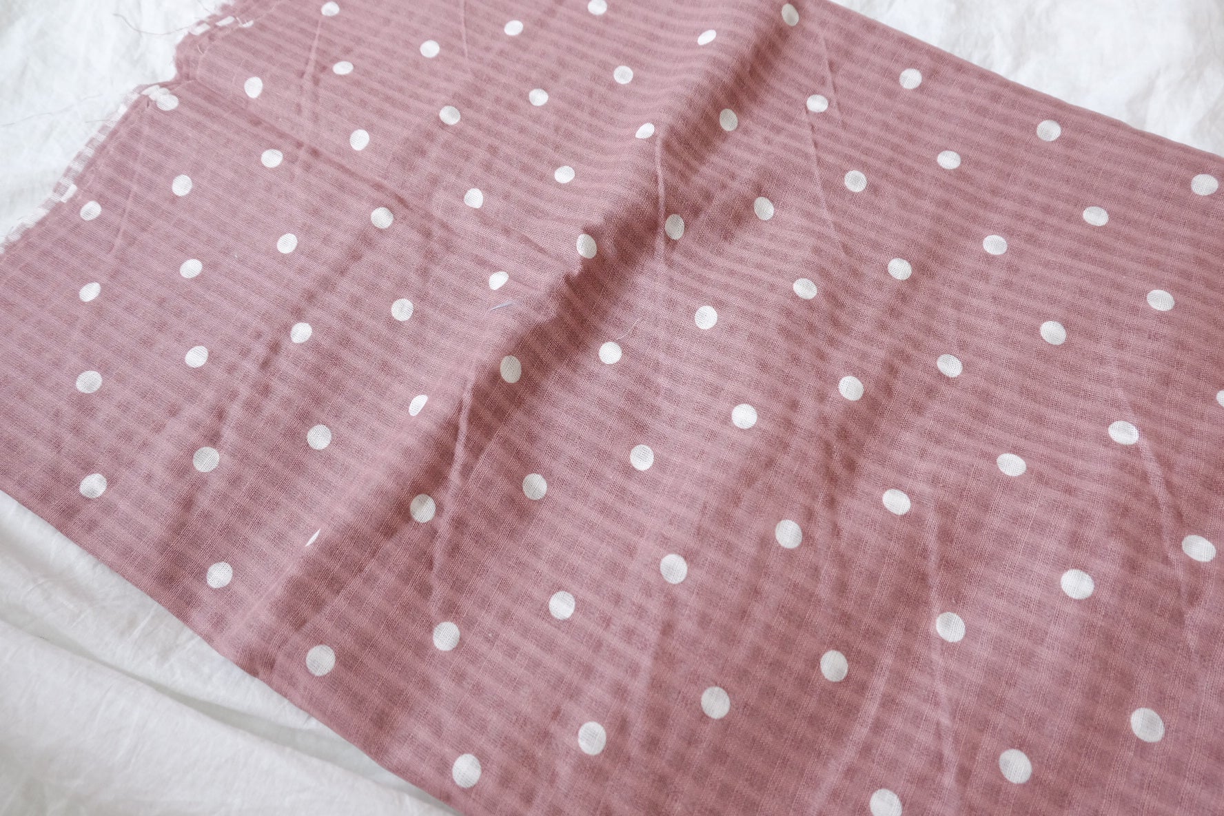 Dusty Rose Polka Dot Cotton Linen, 2.2 Yards