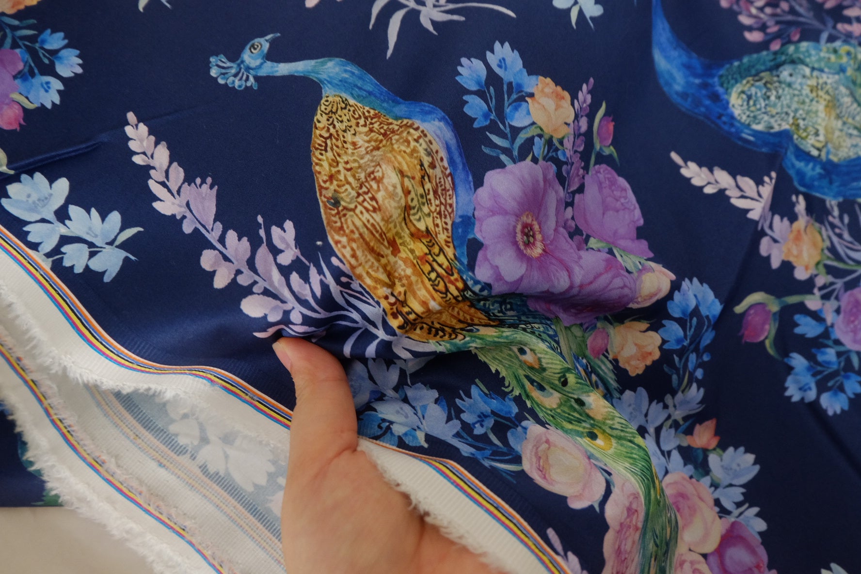 Australian Designer Deadstock Peacock Cotton Sateen Fabric – Sold by the Meter