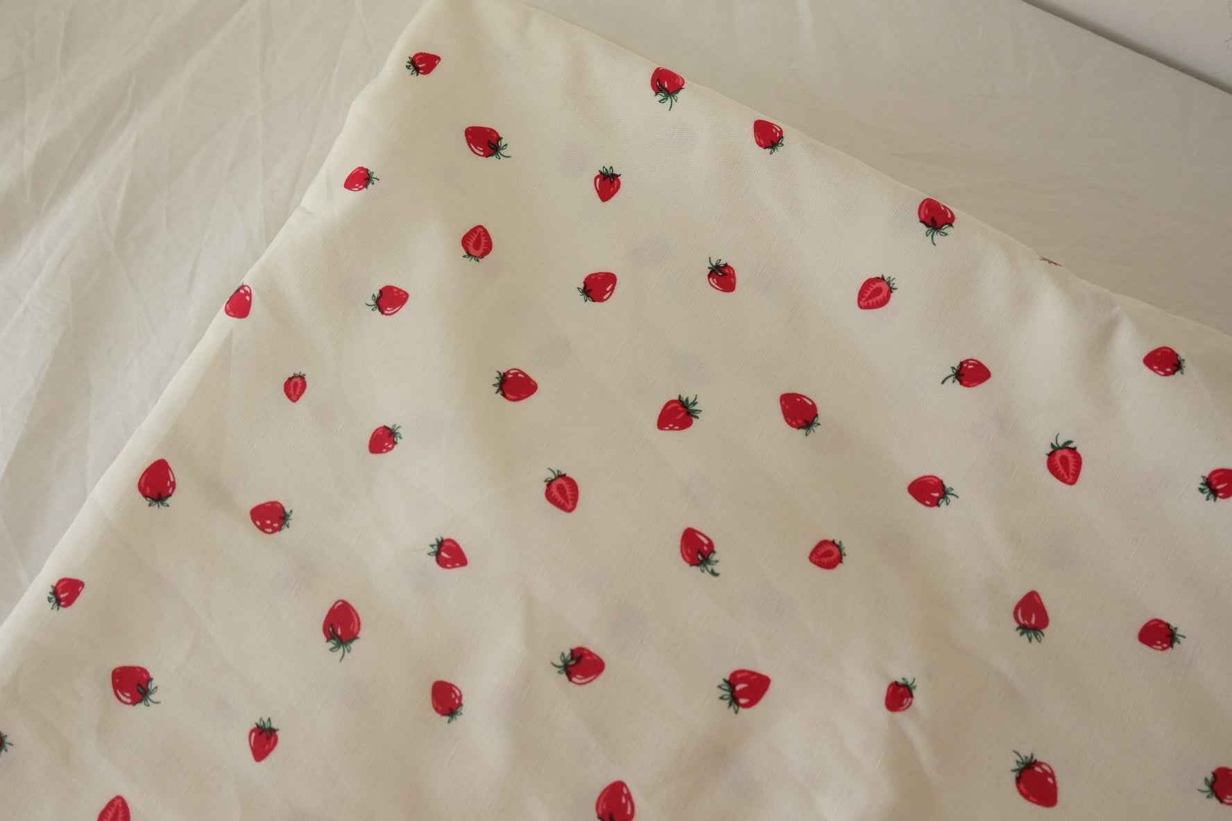 Strawberry Print Tencel Cotton Fabric-1.6 yd Cut