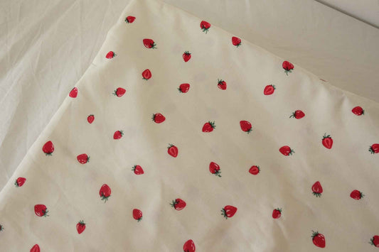 Strawberry Print Tencel Cotton Fabric-1.6 yd Cut