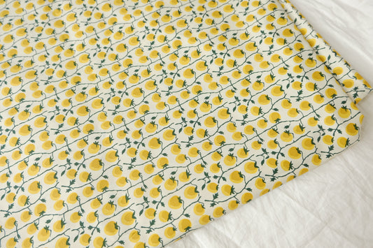Yellow Tomato Print Stretch Cotton Poplin, 1.64 Yards