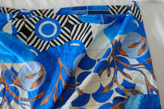 Bold Blue Floral Cotton Poplin Fabric – 2.2 yd