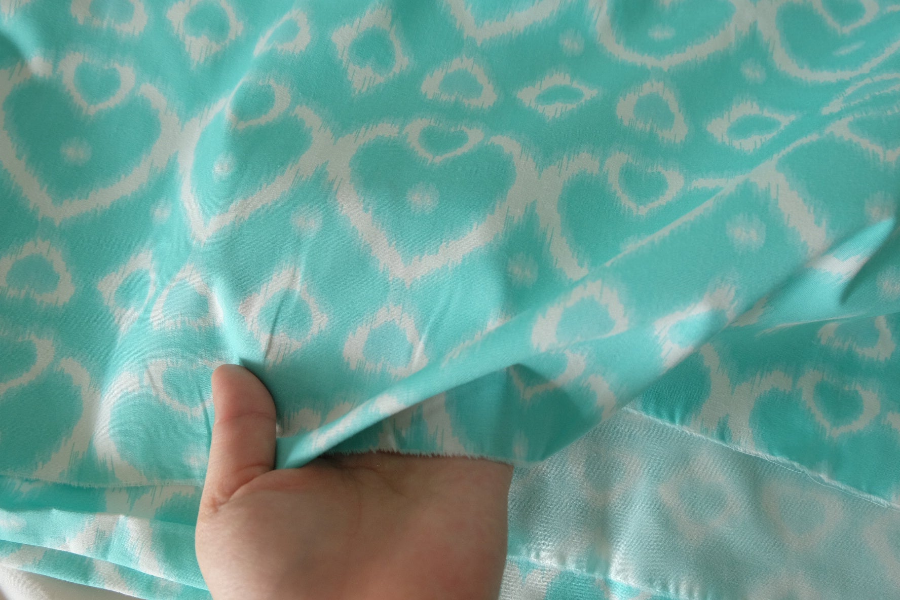 Aqua Ikat Floral Cotton Lawn – 2.19 yd