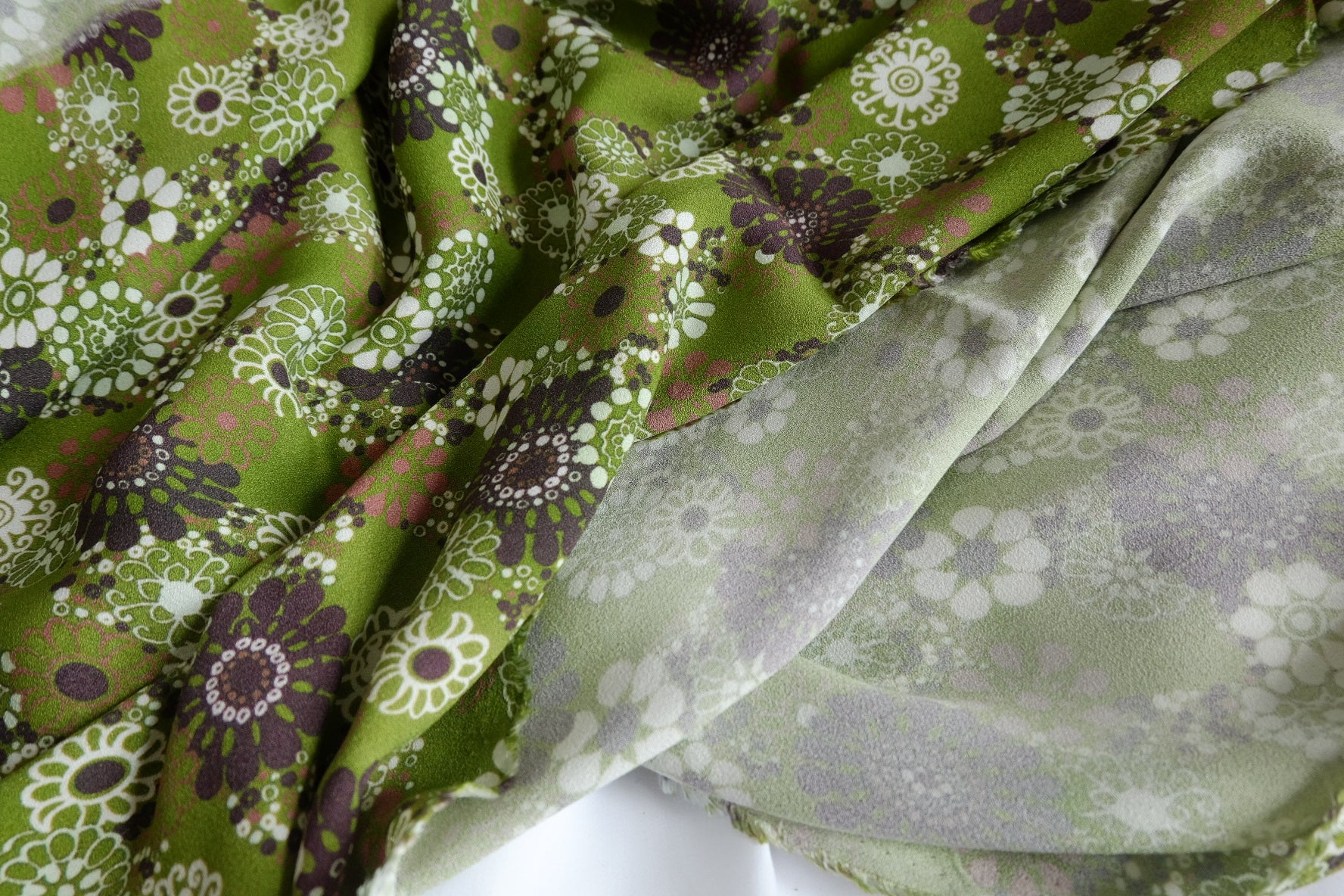 Green Botanical Sanded Rayon Fashion Fabric - 2.19 yd