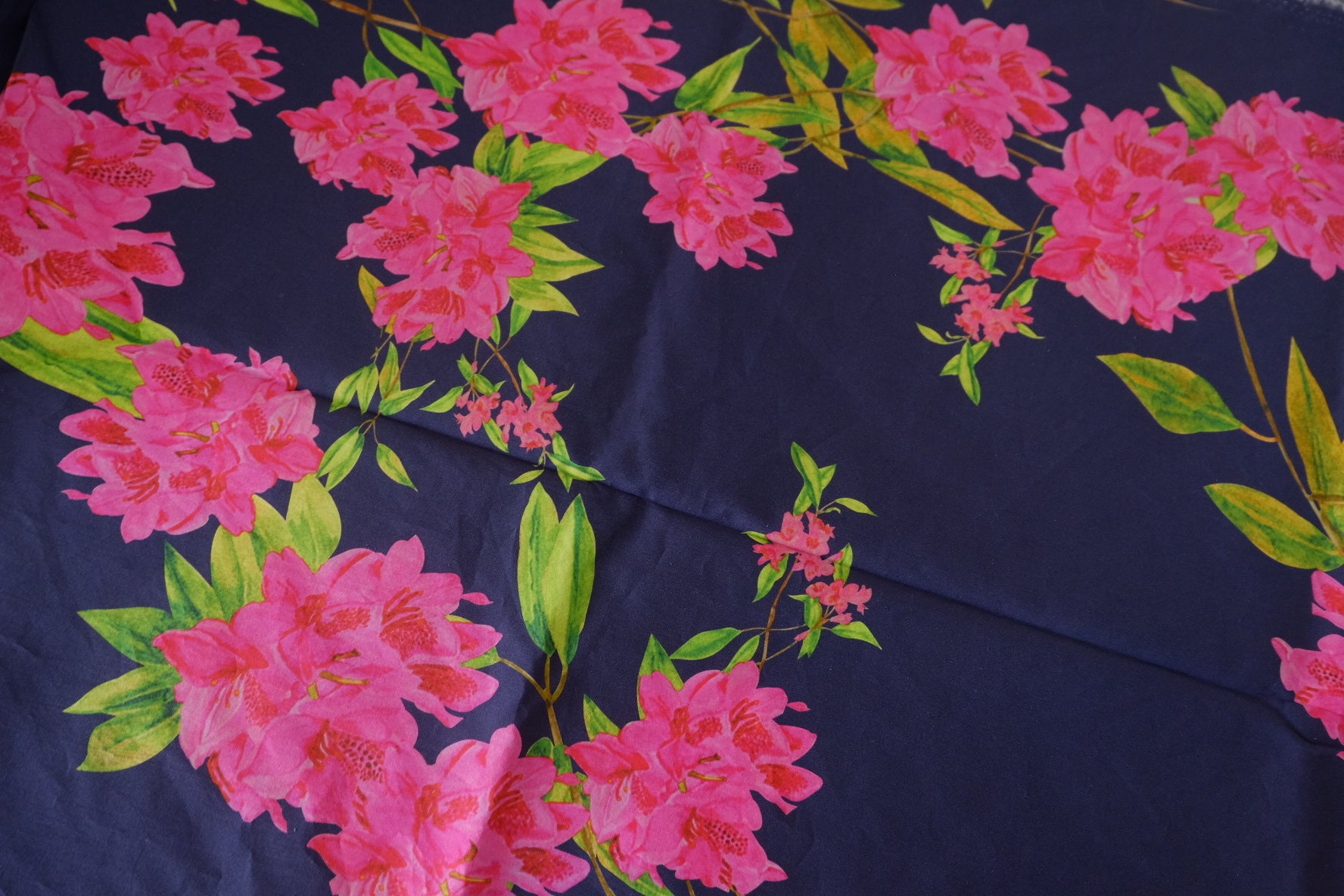 Fuchsia Blossom Navy Cotton Poplin – 3.3 yd