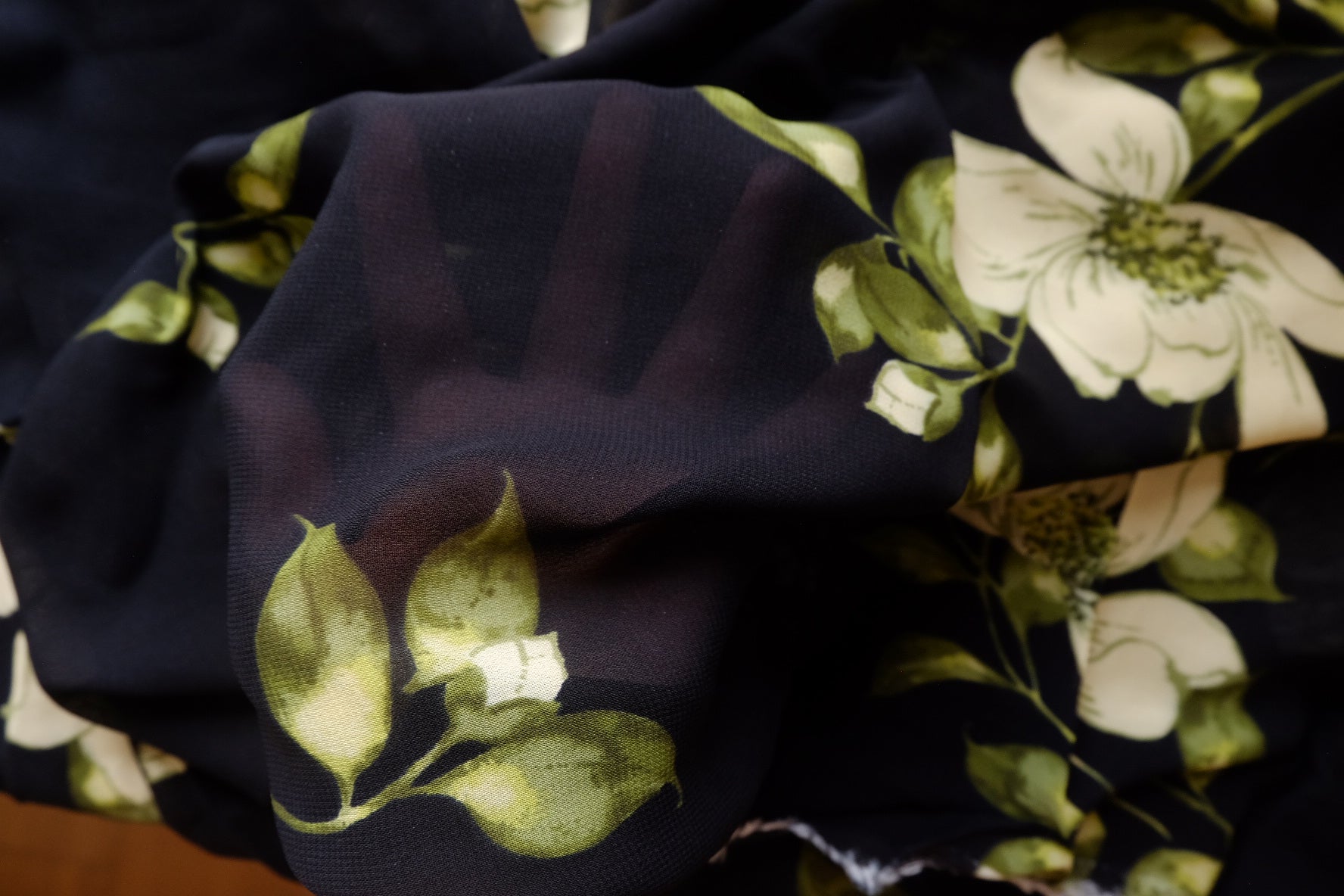 Ivory Blossom Viscose Fabric – 3.3 yd