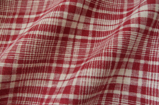 Vintage Cranberry Plaid – Premium Linen Cotton Fabric | 3.3 Yards