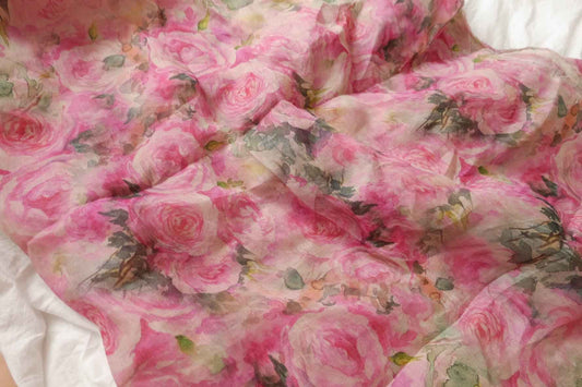 Sheer Pink Rose Lightweight Linen Fabric - 1.75 yd