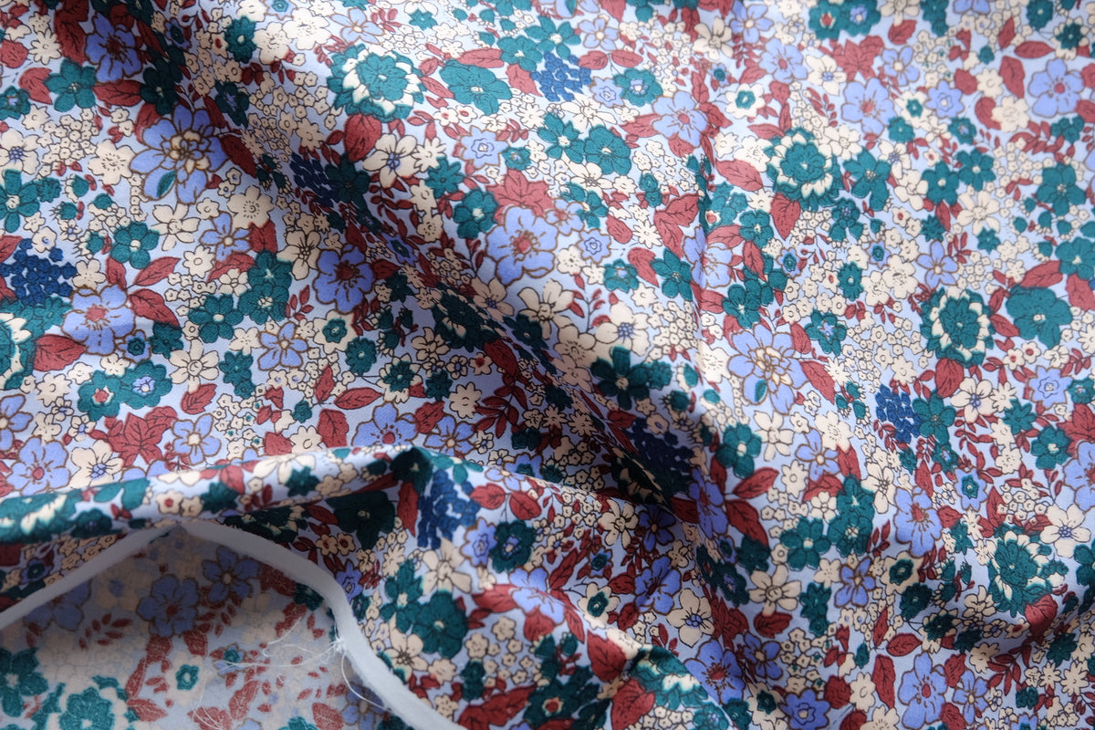 Blue Vintage Floral Cotton Lawn – 2.2 yd