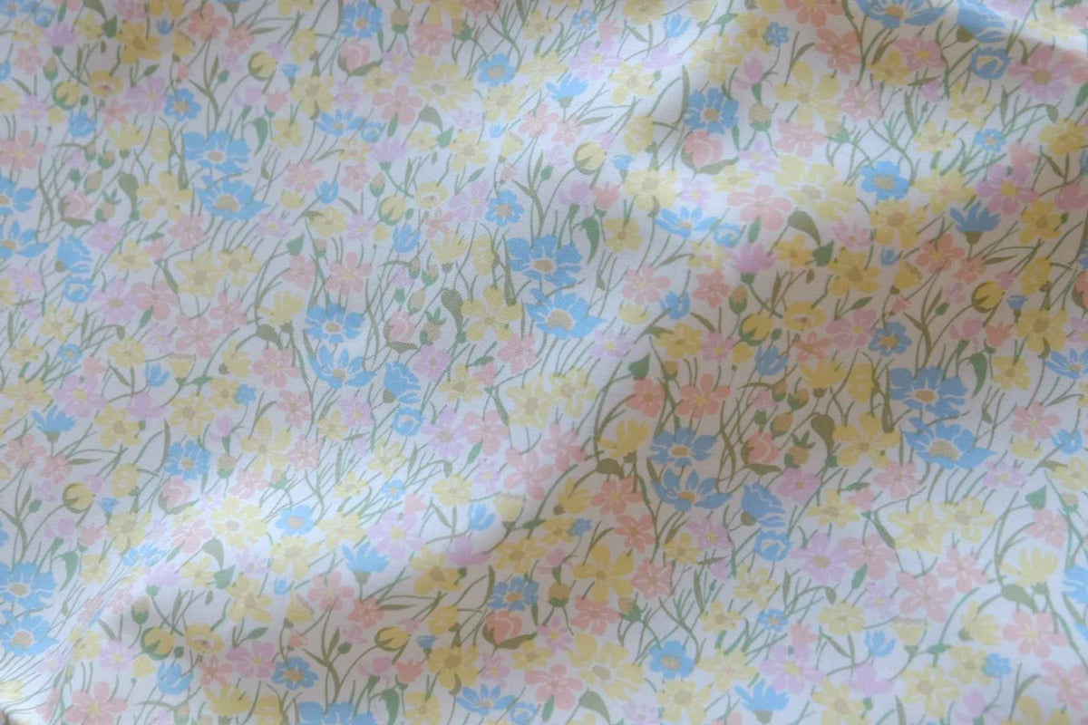 Pastel Wildflower Garden Cotton Lawn Fabric – 2.2 yd