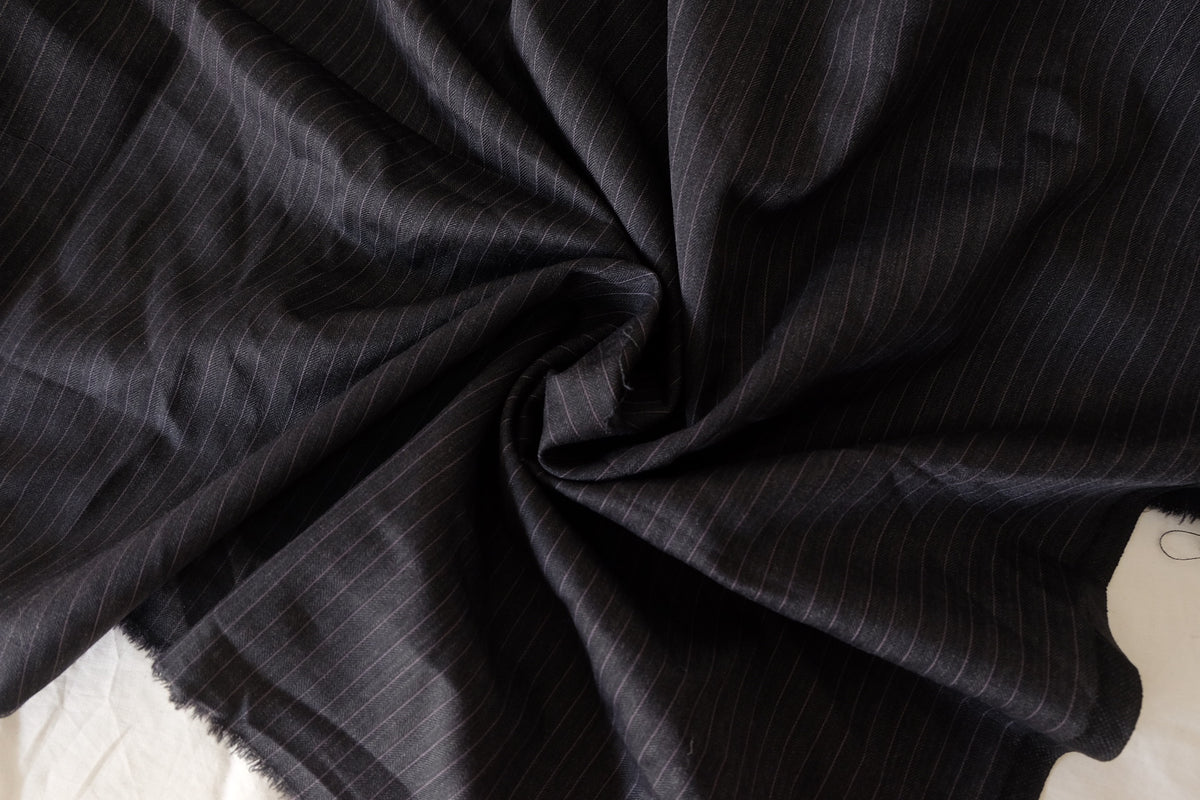 Charcoal Pinstripe Wool Blend Suiting – 2.2 yd