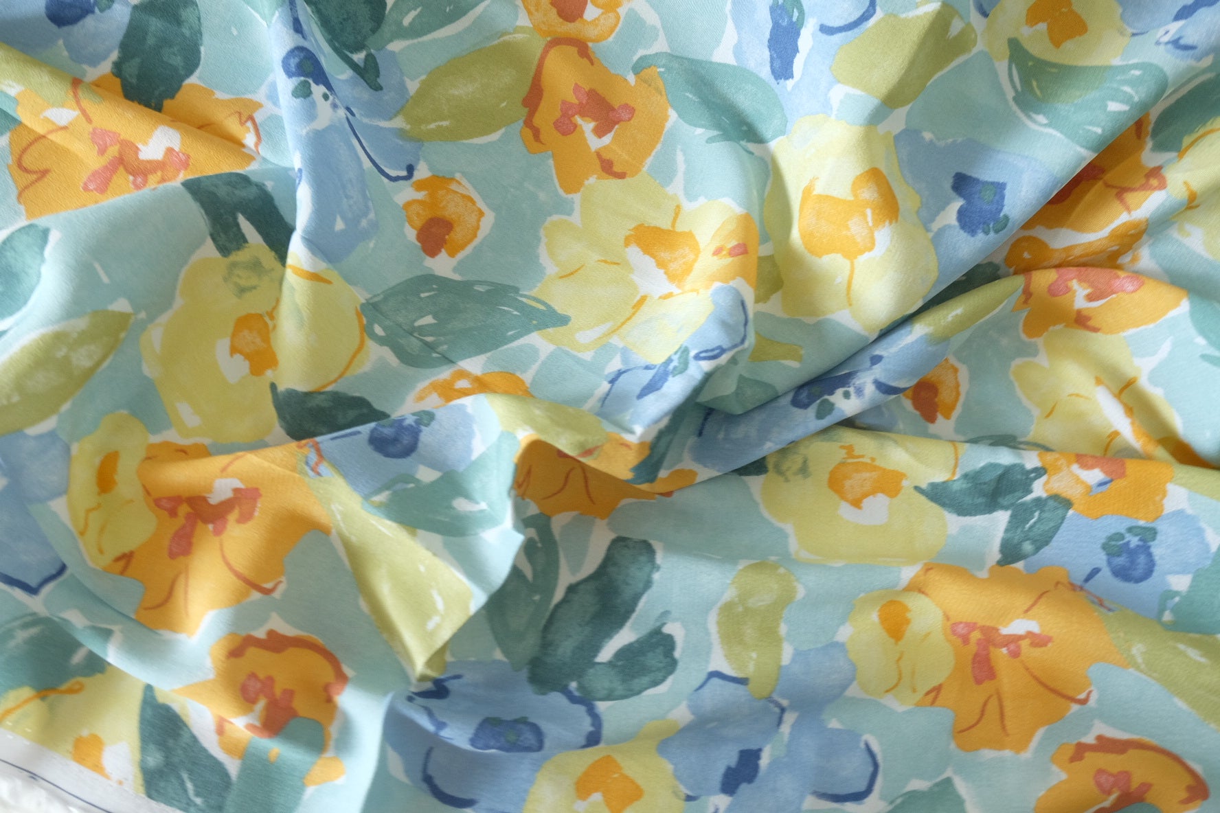 Pastel Watercolor Floral Rayon Viscose Fabric – 3.3 yd