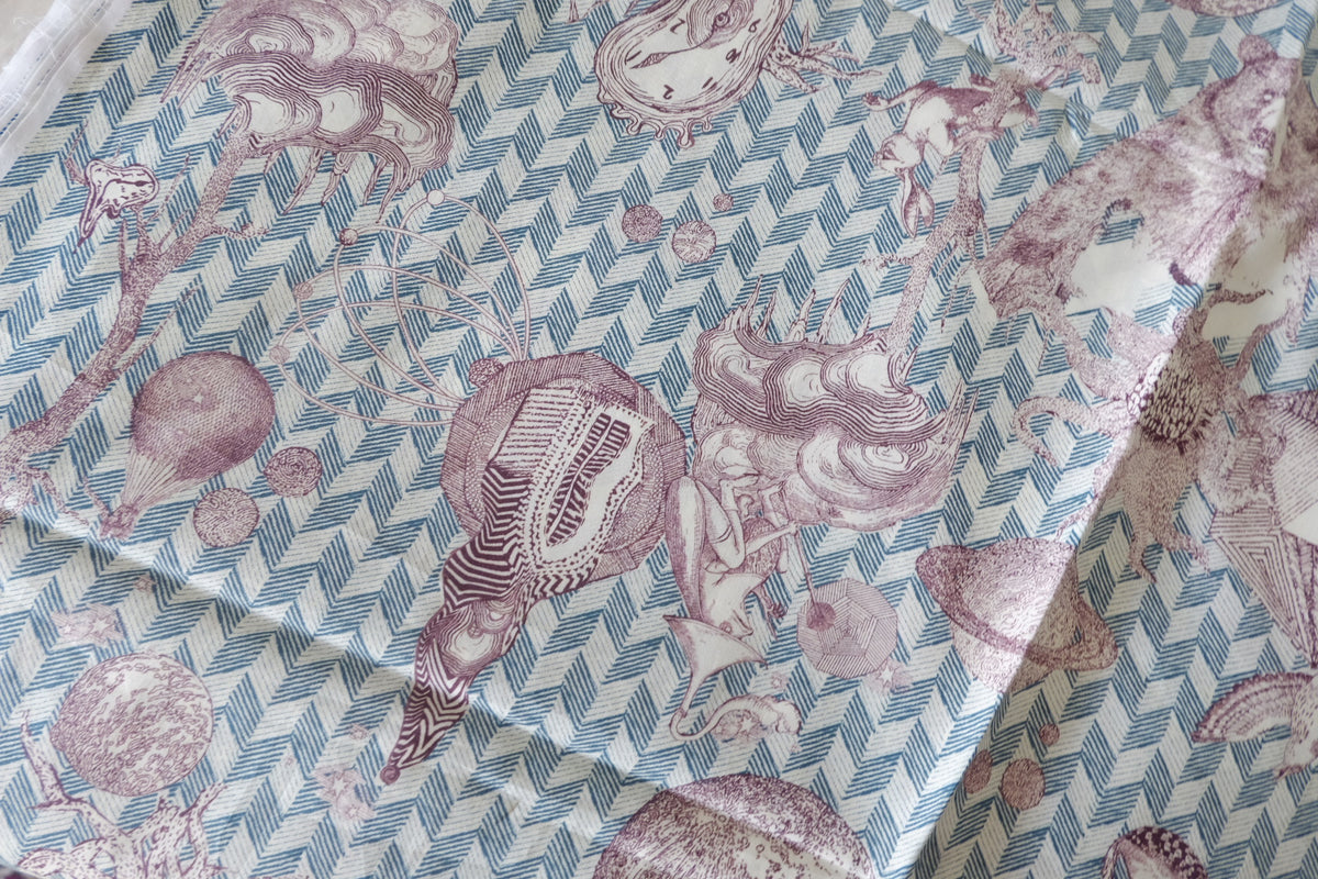 The Cabinet of Curiosities – Surreal Illustrated Cotton Lawn – 2.2 yd