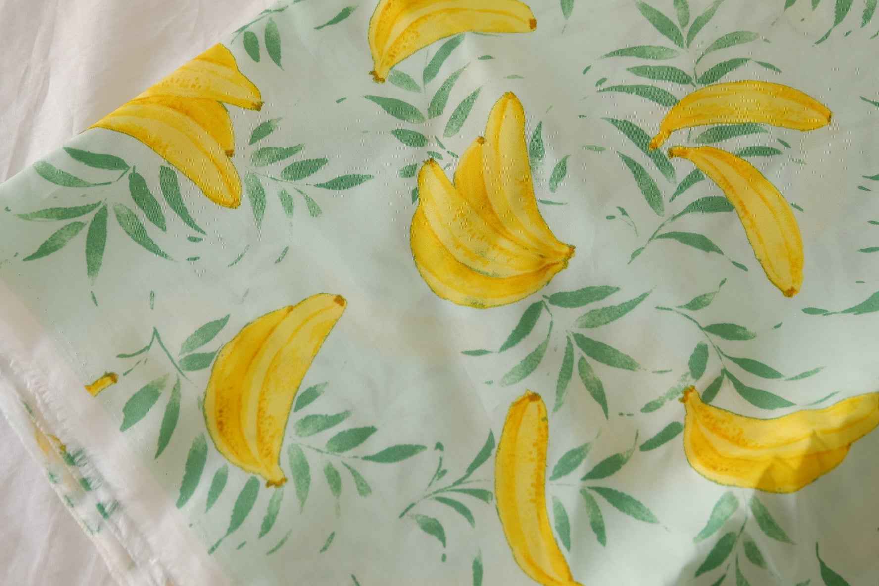 Mint Banana Print Cotton Lawn Fabric – 2.2 yd