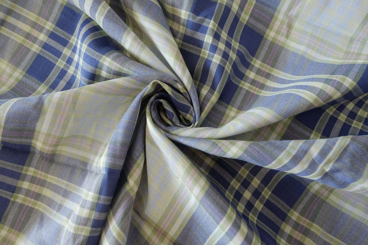Bluebell Meadow Plaid – Yarn-Dyed Cotton Double Gauze – 2.19 yd