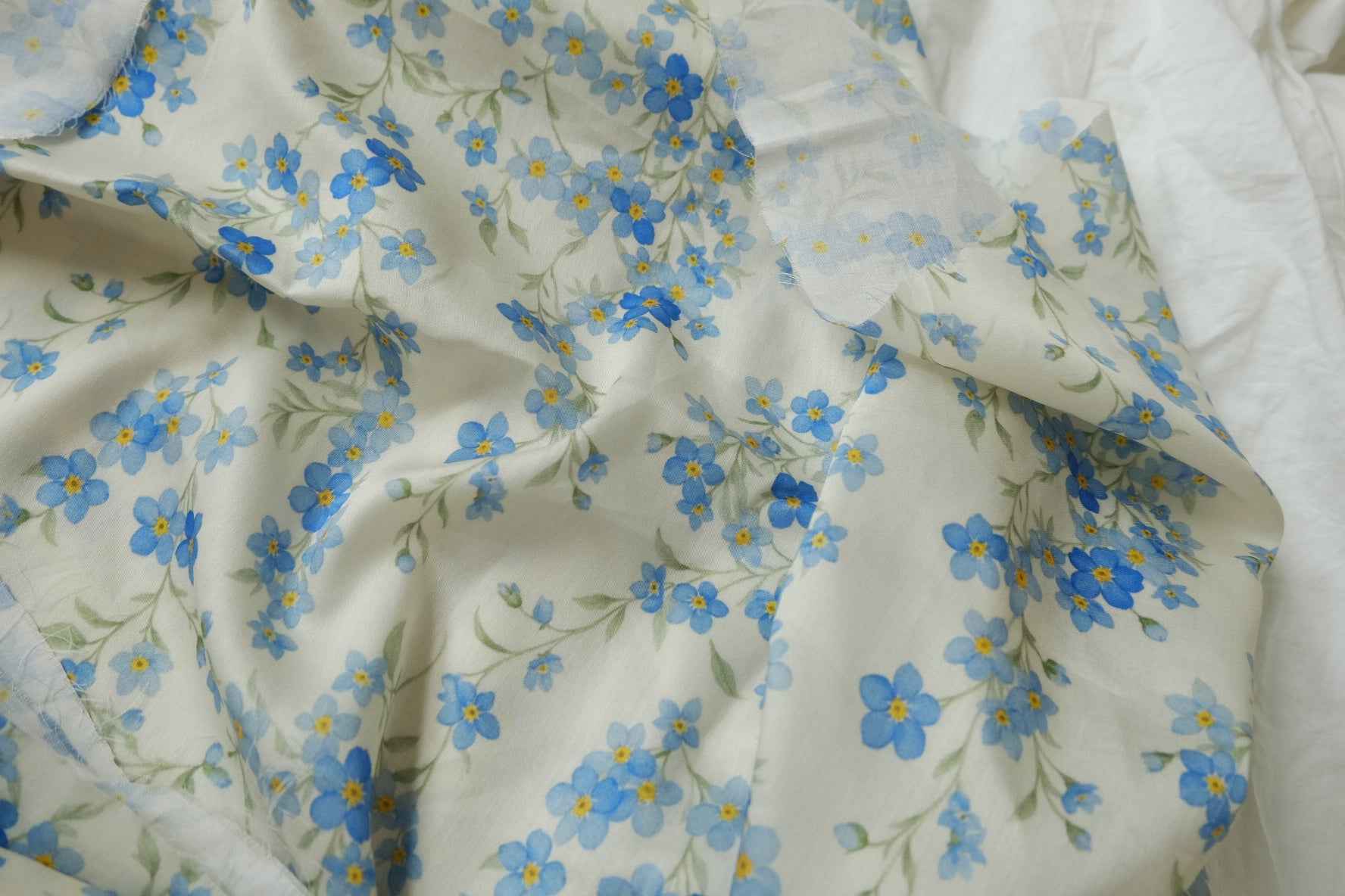 Blue Floral 80s Cotton Sateen — 3.28 yd Piece