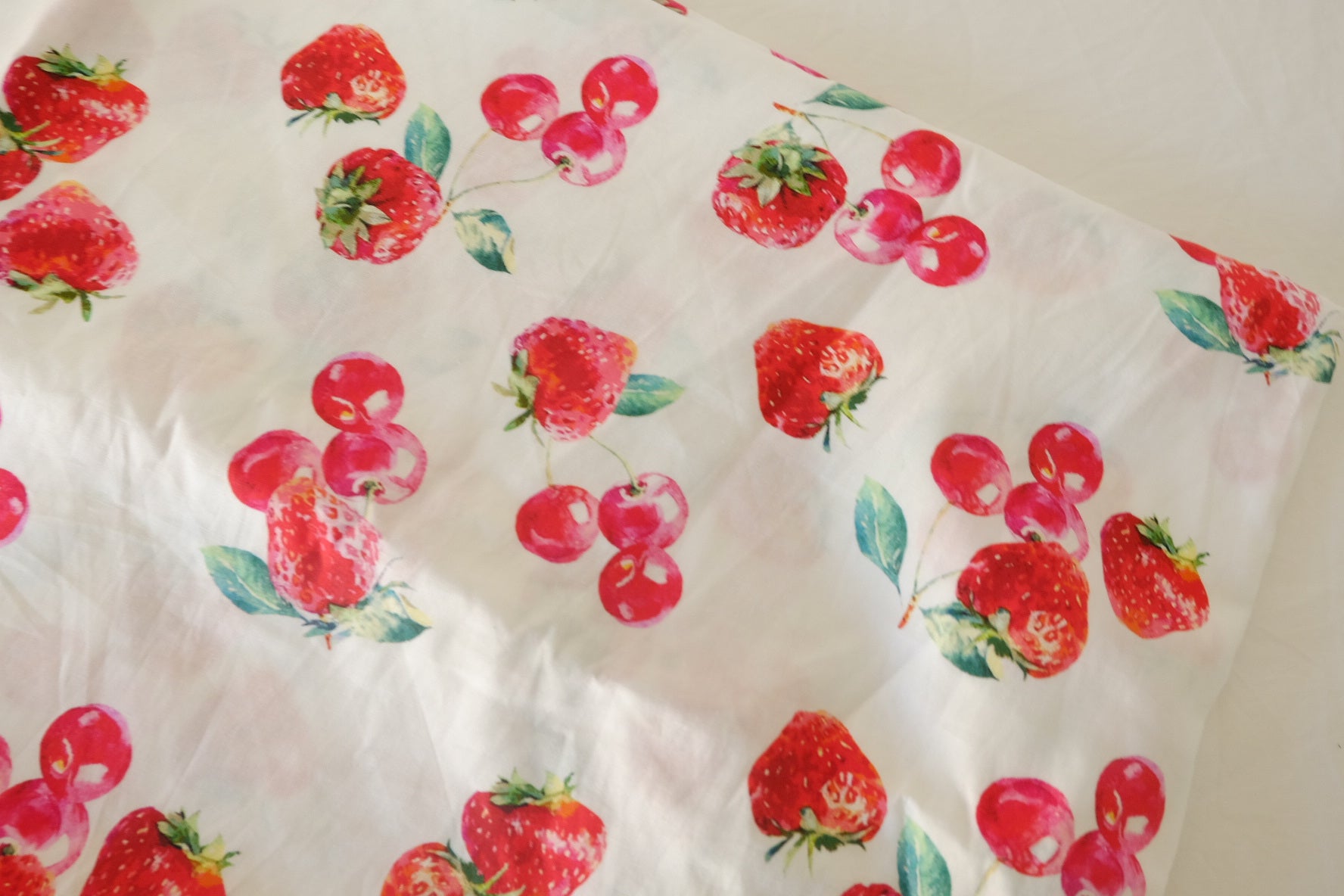 Strawberry Cherry Cotton Poplin Fabric – 2.8 yd
