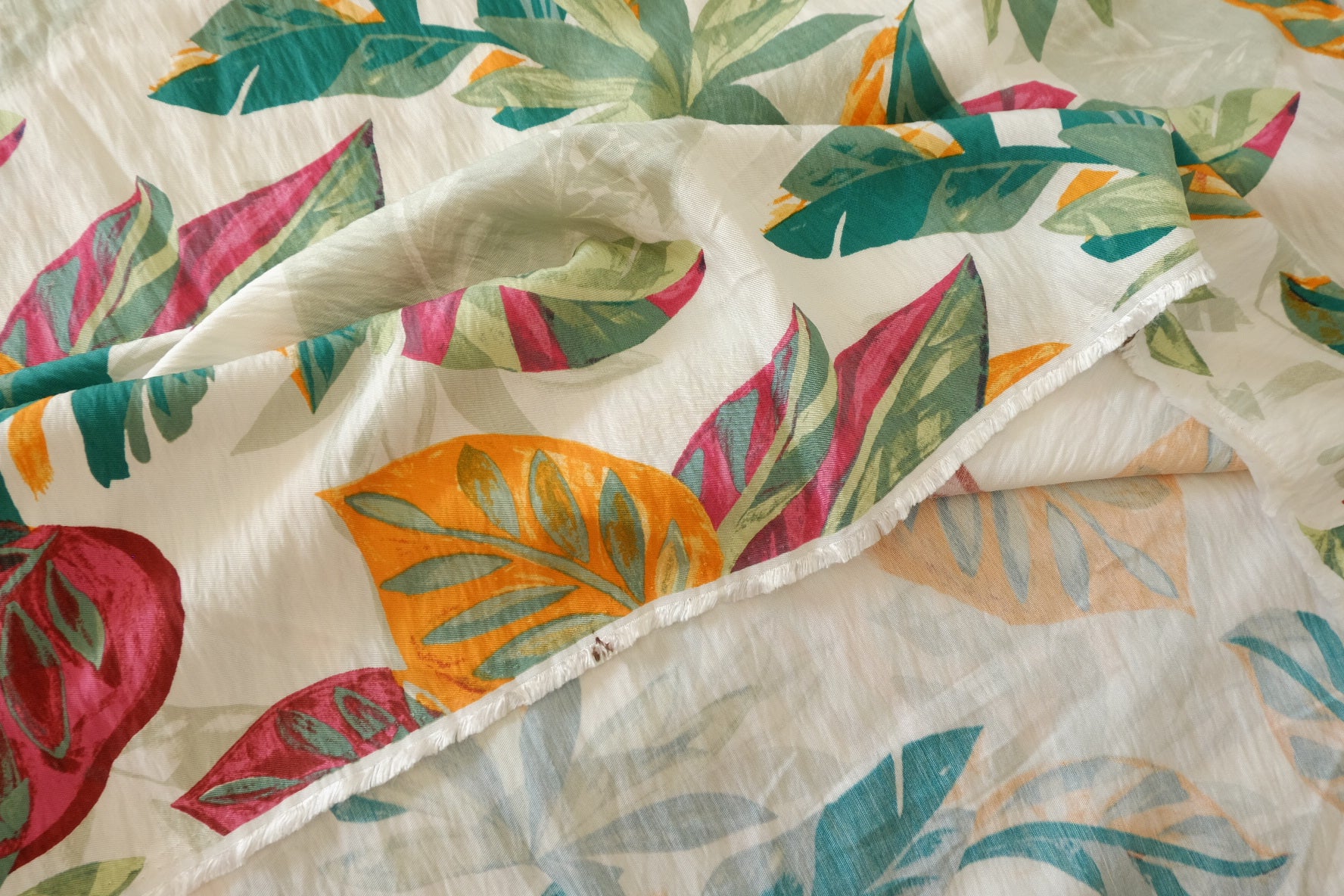 Textured Tropical Leaf Tencel Cotton Fabric – 3.3 yd