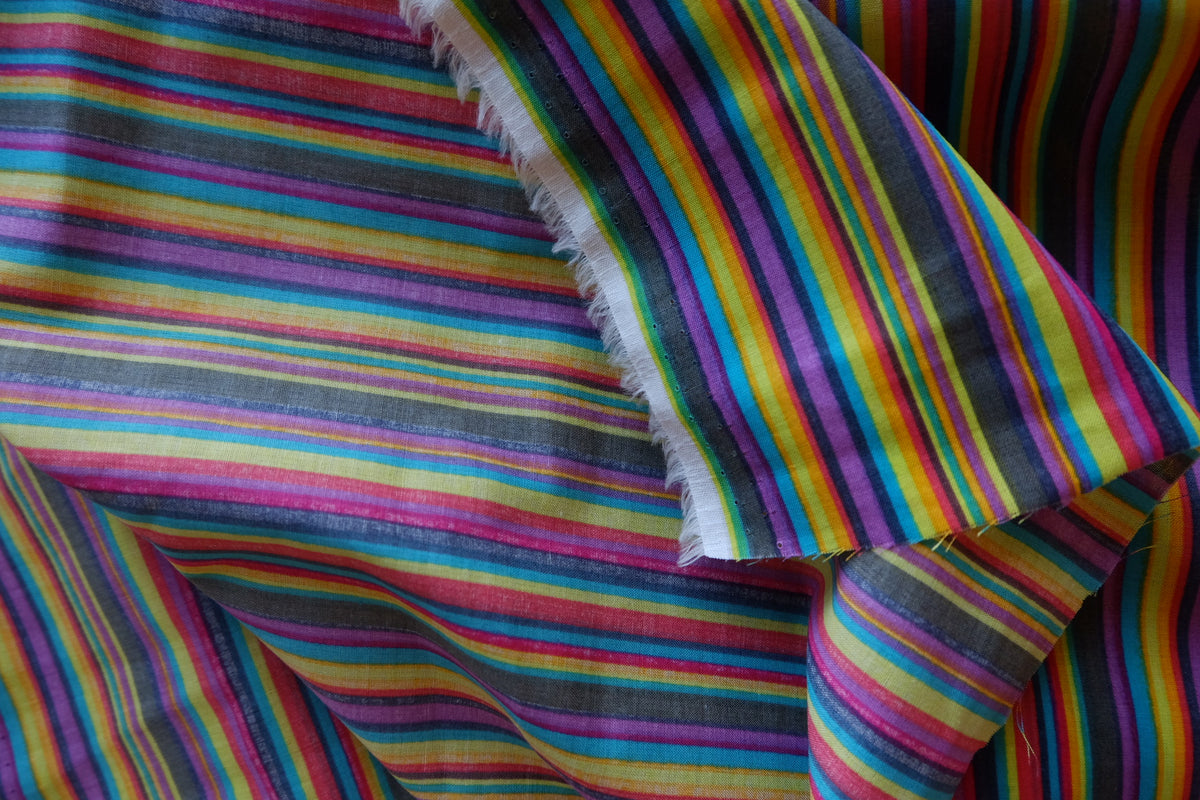 Rainbow Candy Stripe Lightweight Cotton Fabric – 2.19 yd