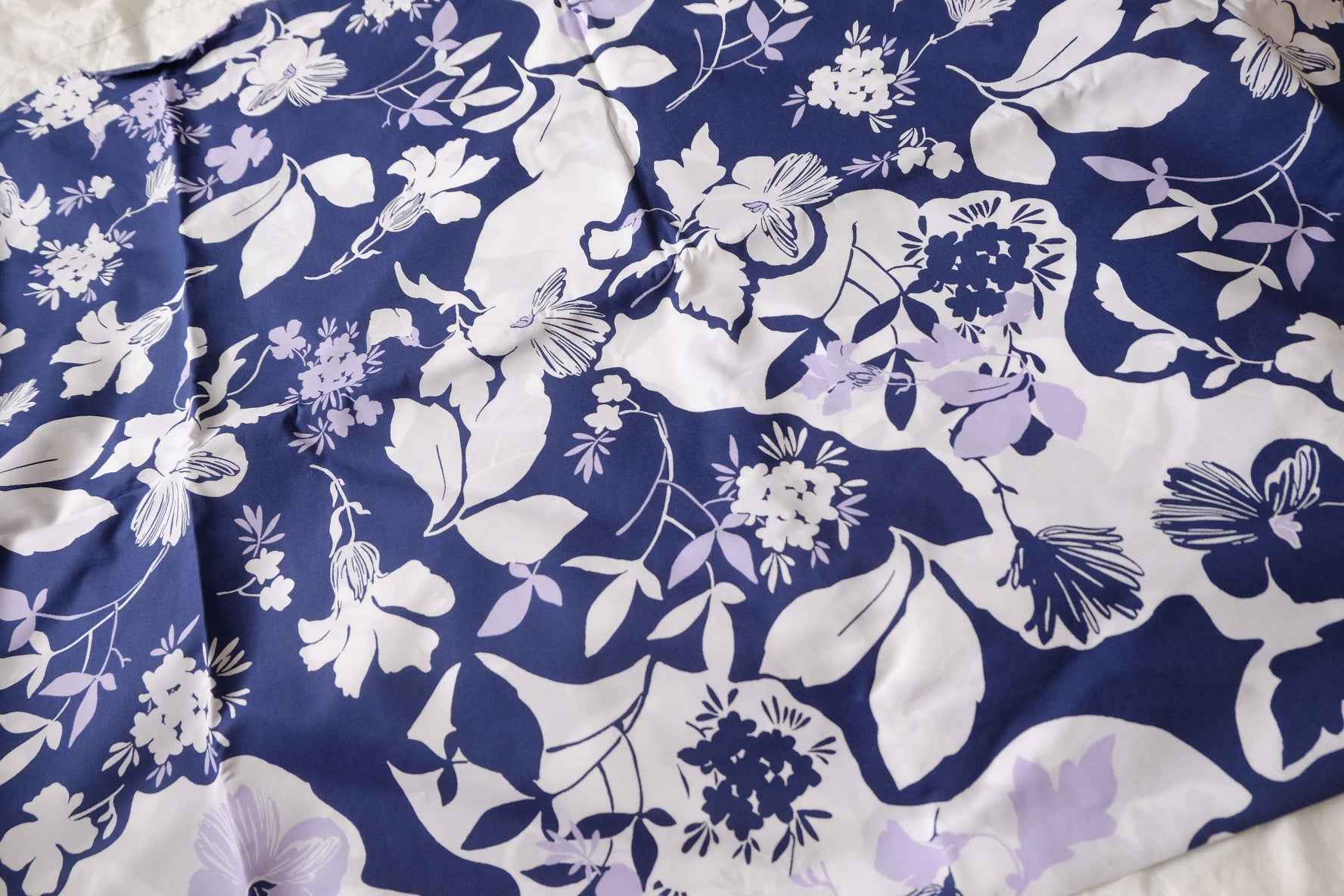 Navy Floral Silhouette 100s Cotton Fabric - 3.28 yd